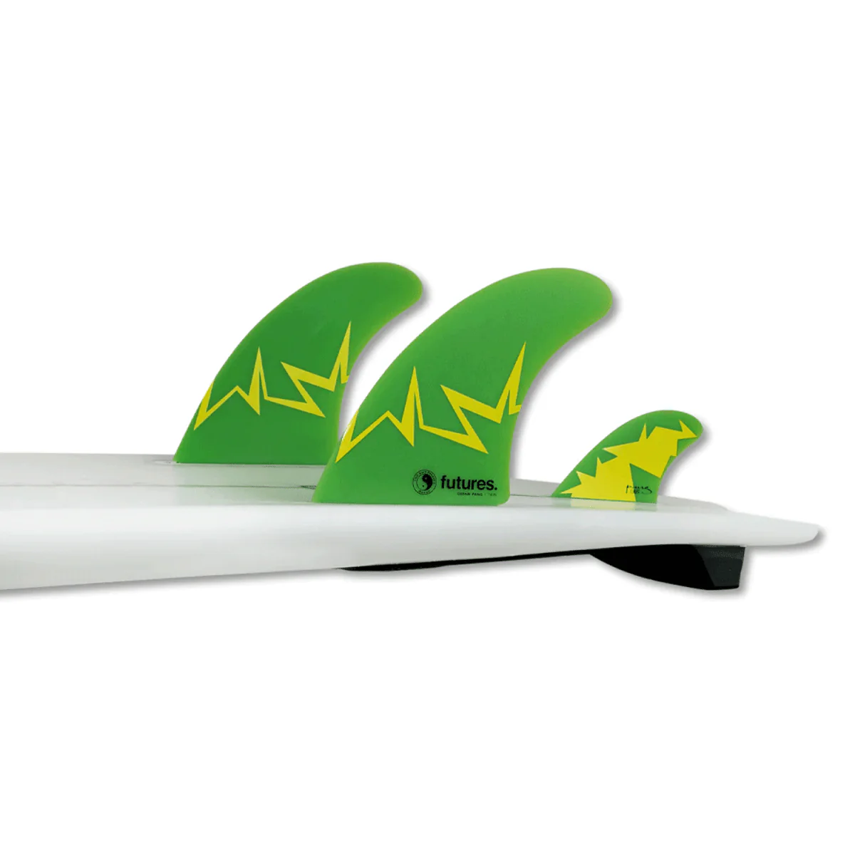 Futures Twin +1 Glenn Pang Surf Fins Green/Yellow - Image 2