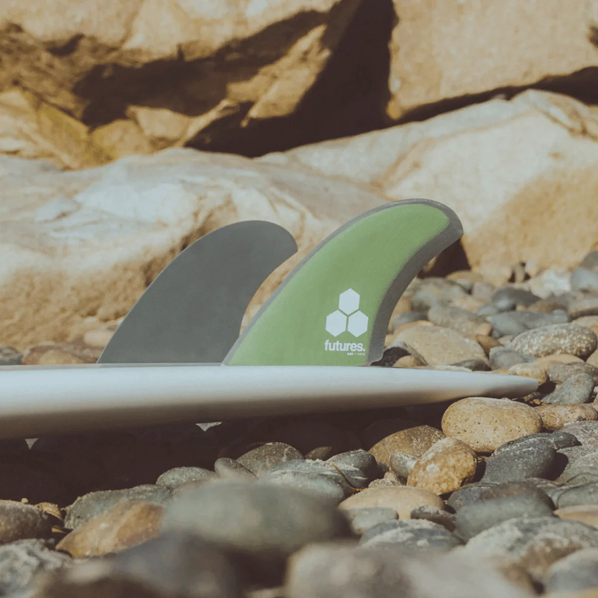 Futures Twin BMT Fiberglass Surf Fins Green/Grey - Image 2