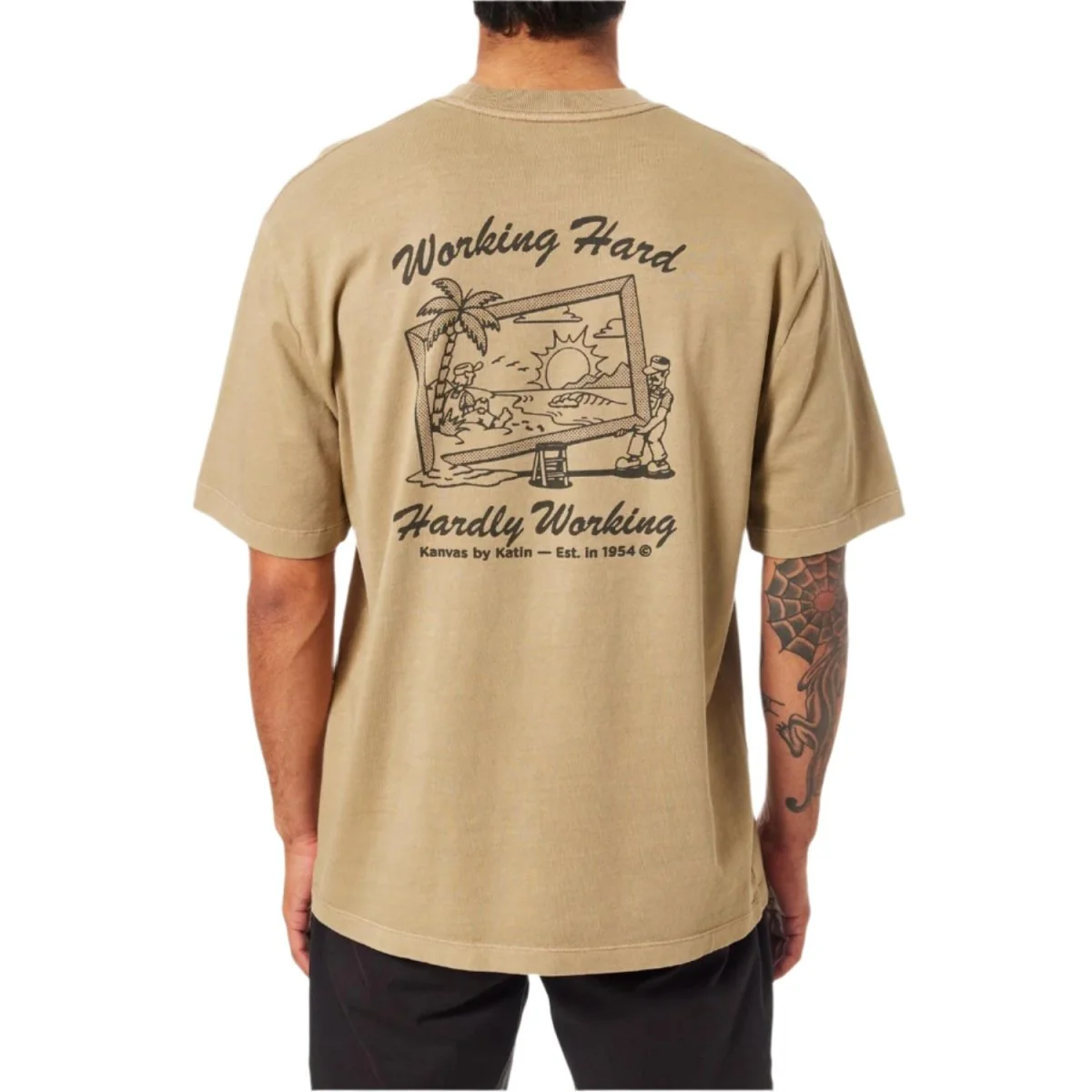 Katin Men's Trabajo Relaxed T-Shirt Covert Green Pigment Dye - Image 3