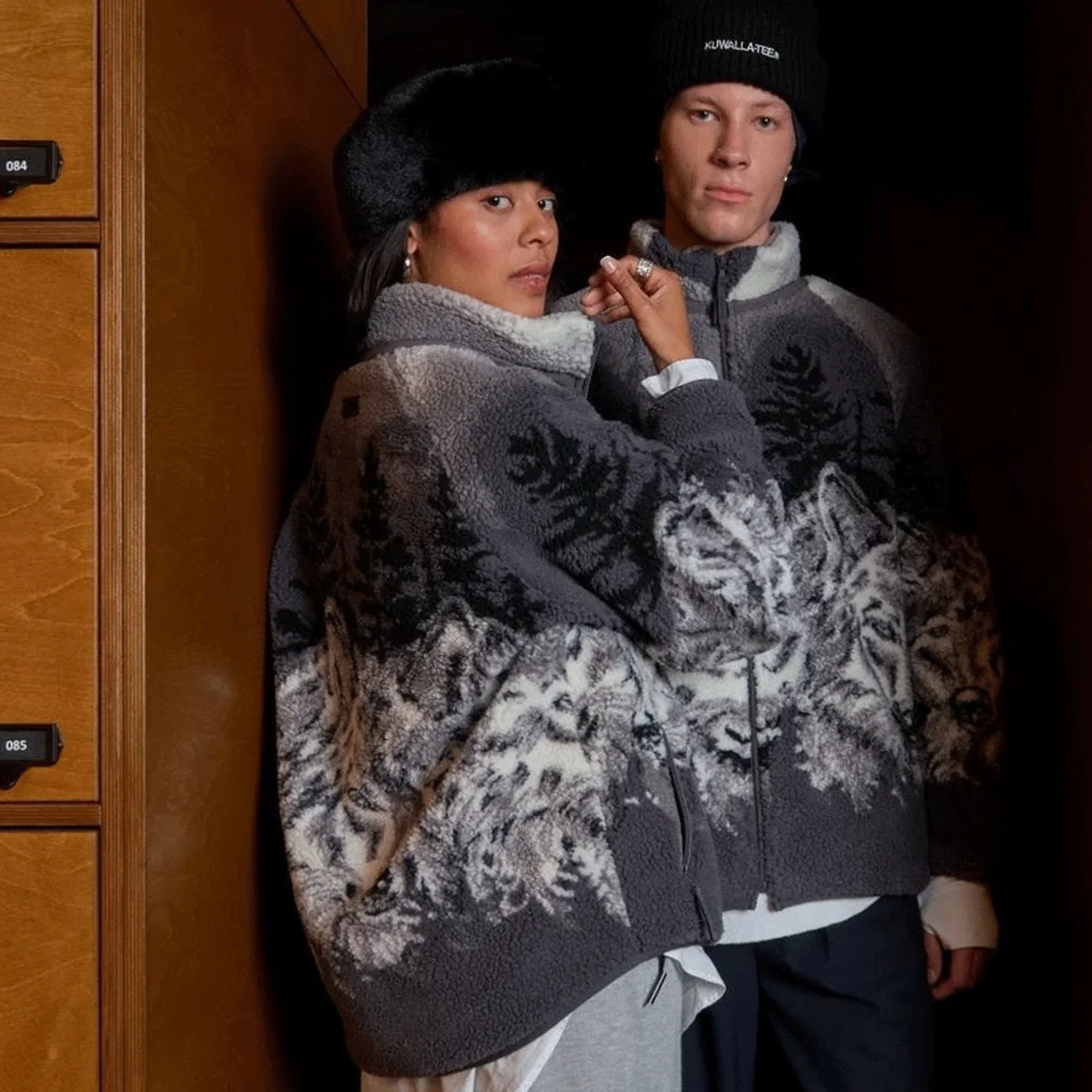 Kuwalla-Tee Printed Sherpa Fleece Wolf Pack - Image 2