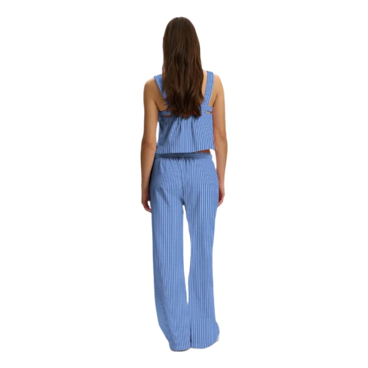 Kuwalla-Tee Women's Bria Criss-Cross Top Blue Oxford Stripes - Image 4