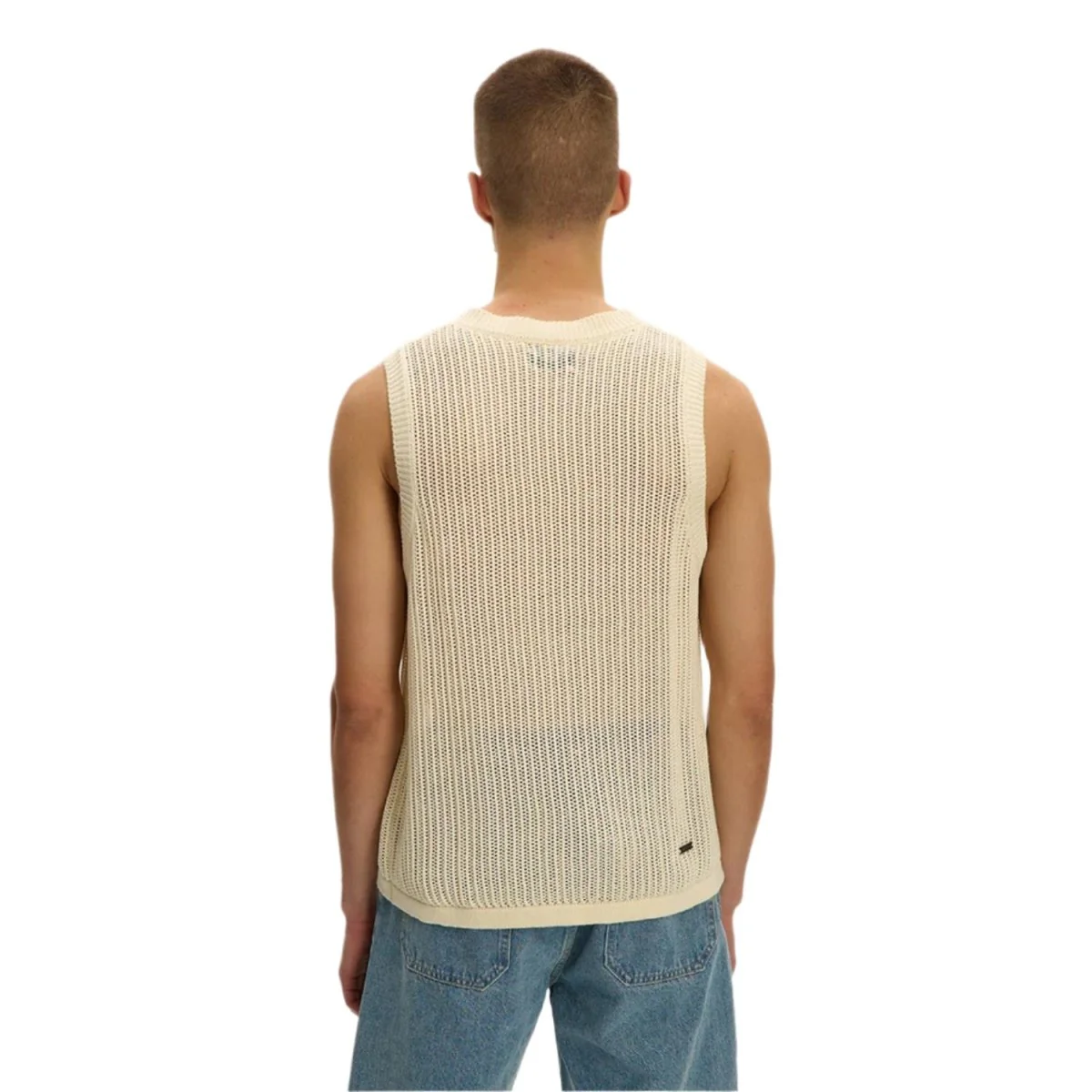 Kuwalla-Tee Knitted Sleeveless Vest Cream - Image 3