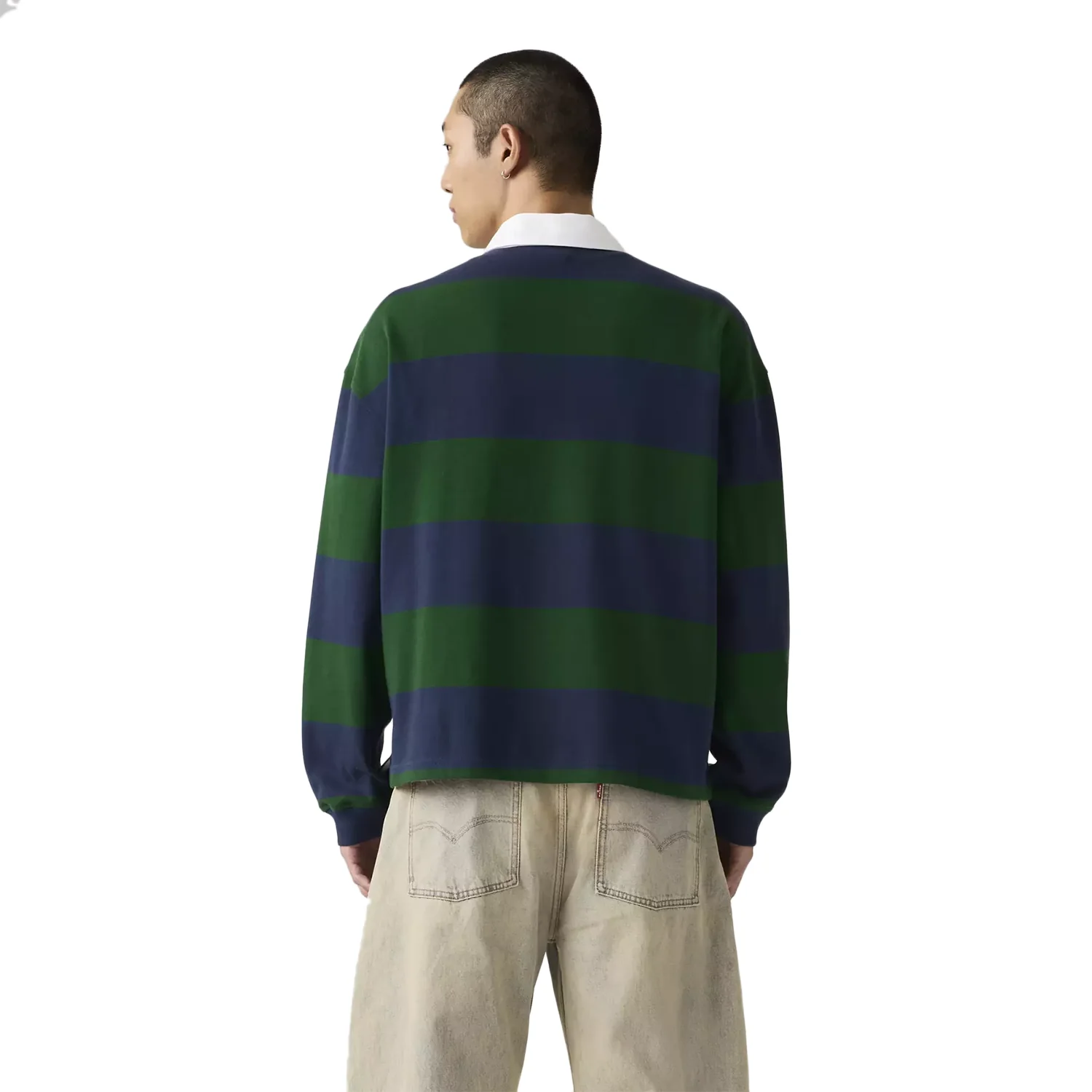 Levis Men's Hudson Boxy L/S Rugby Polo Ronan Stripe Navy - Image 2