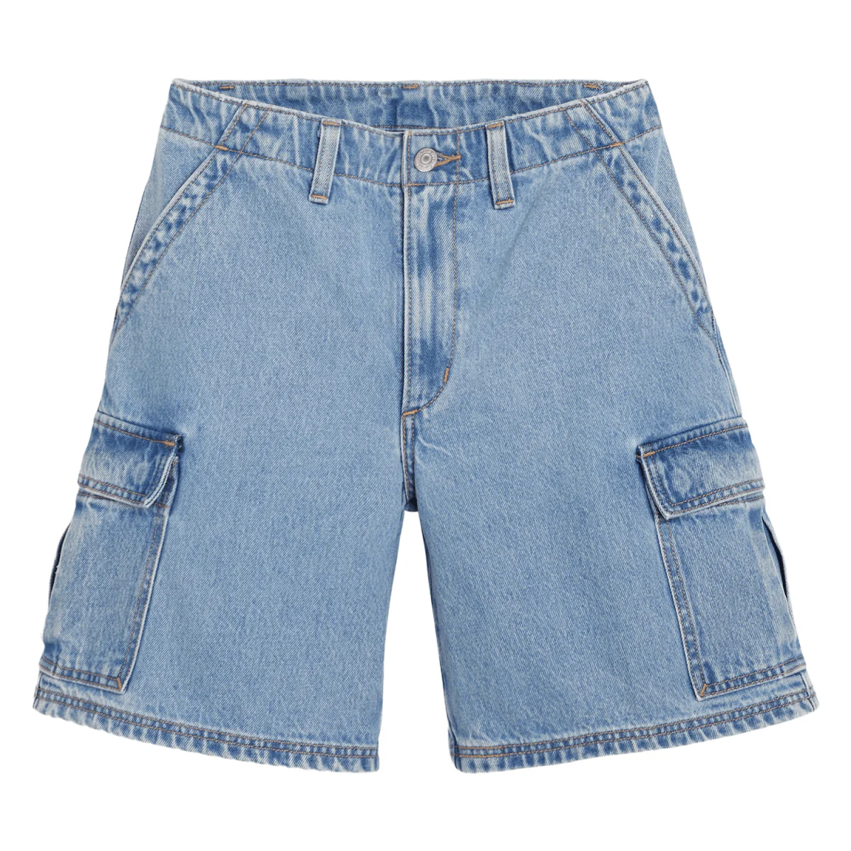 Levis Women's Baggy Cargo Too Clean Short Med Indigo - Image 3