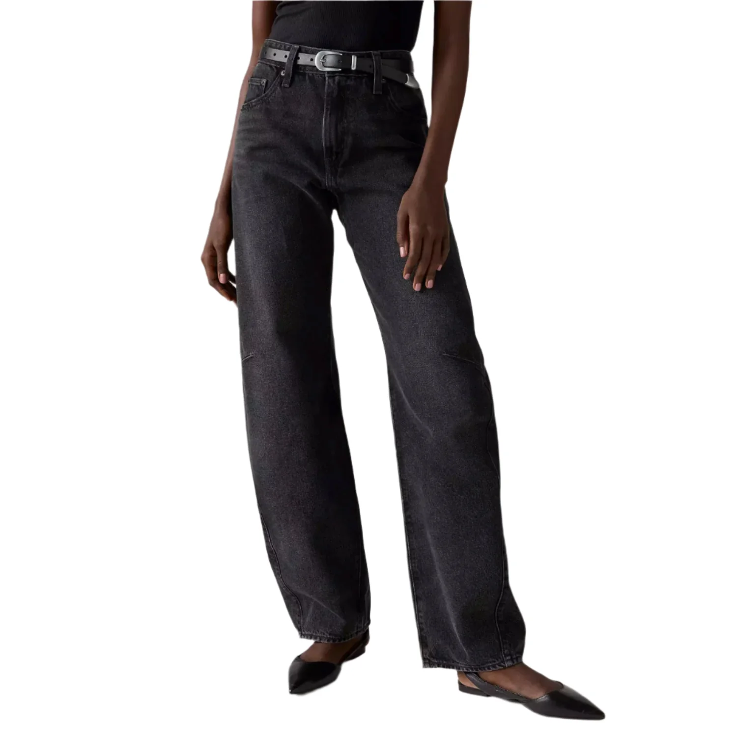 Levis Women's Baggy Dad Jean Barrel Rebel Edge Black - Image 2