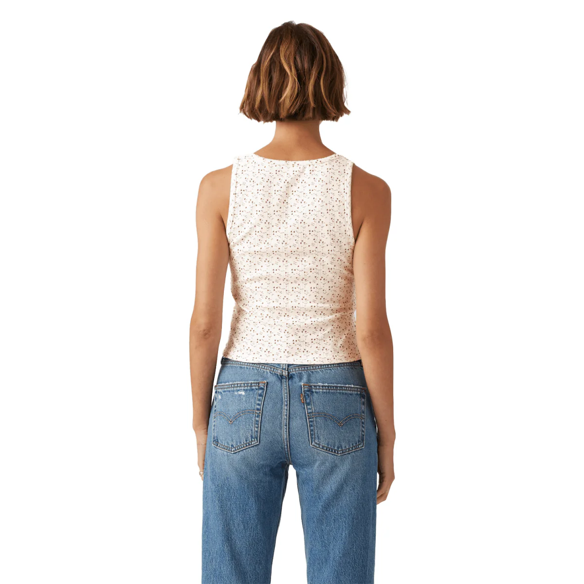 Levis Women's Dry Goods Pointelle Tank Celeste Ditsy Gardenia - Image 2