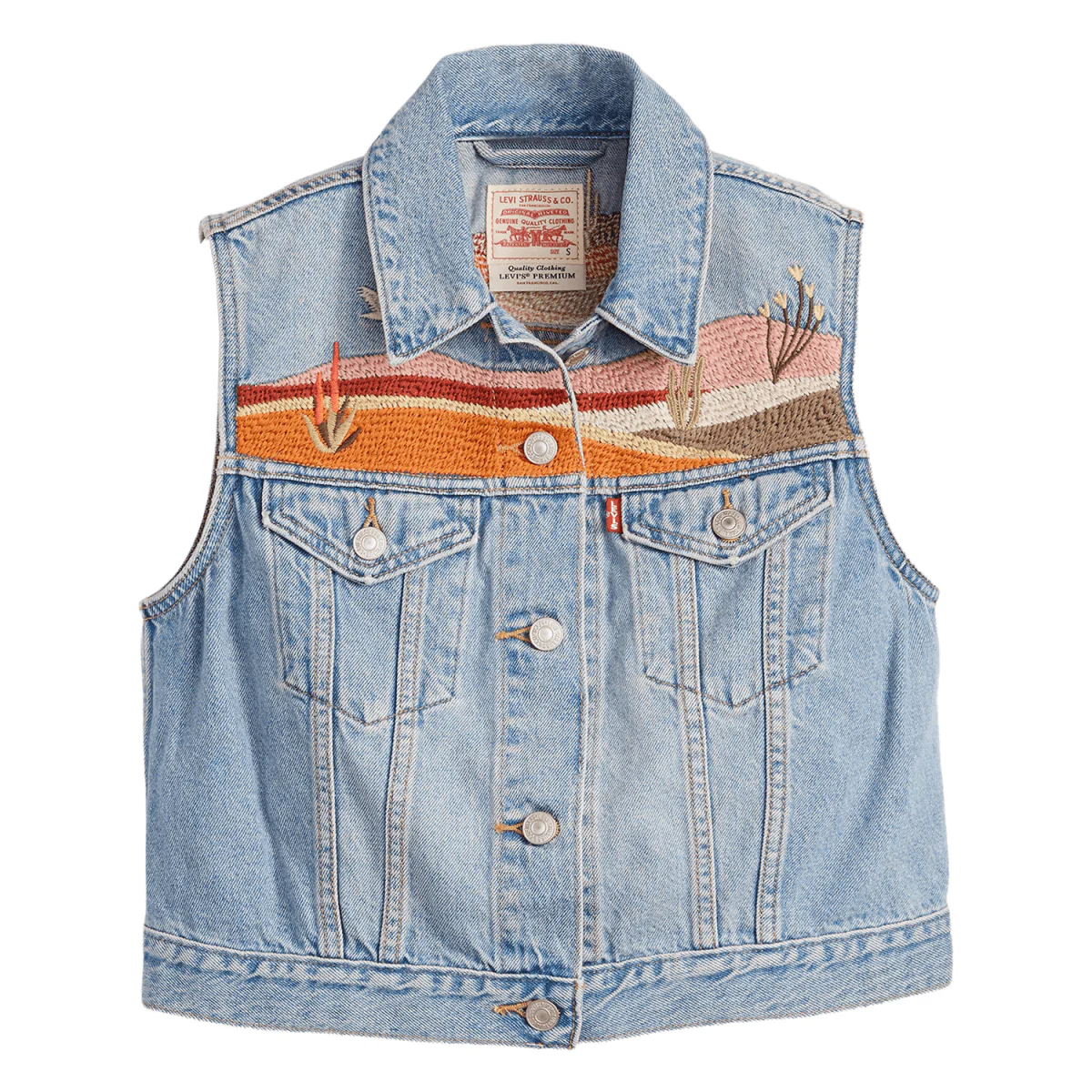 Levis Women's Embroidered Xs Vest Desert Utopia Trucker - Image 4