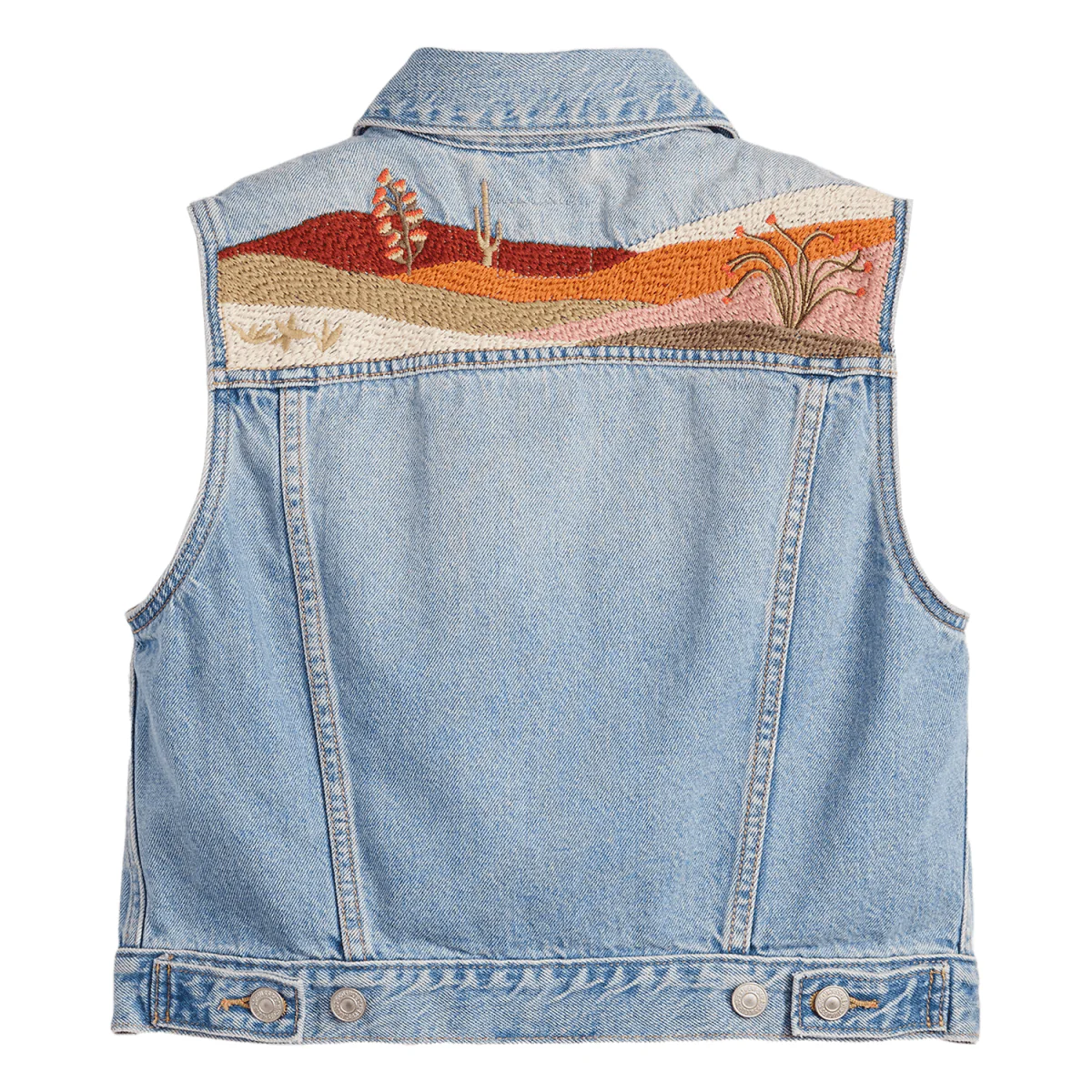Levis Women's Embroidered Xs Vest Desert Utopia Trucker - Image 5