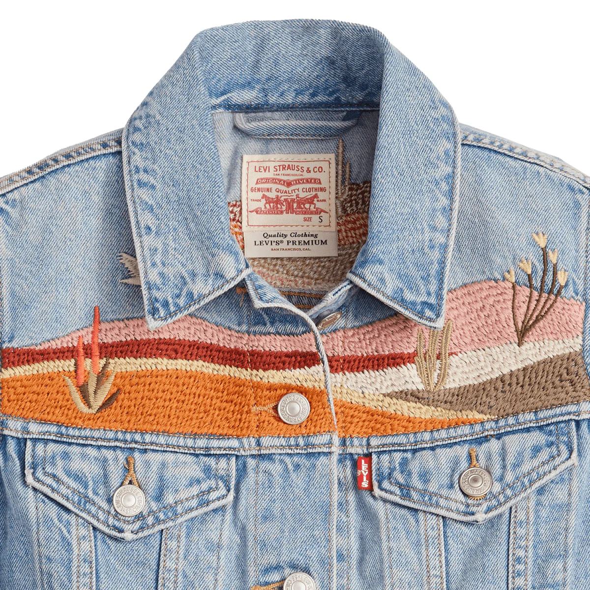 Levis Women's Embroidered Xs Vest Desert Utopia Trucker - Image 6