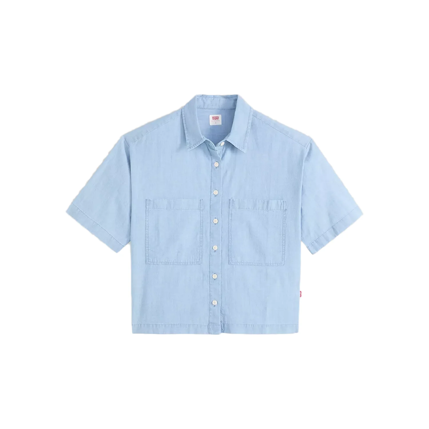 Levis Women's Harlie S/S Cropped Shirt Brass Organ Med Indigo - Image 2