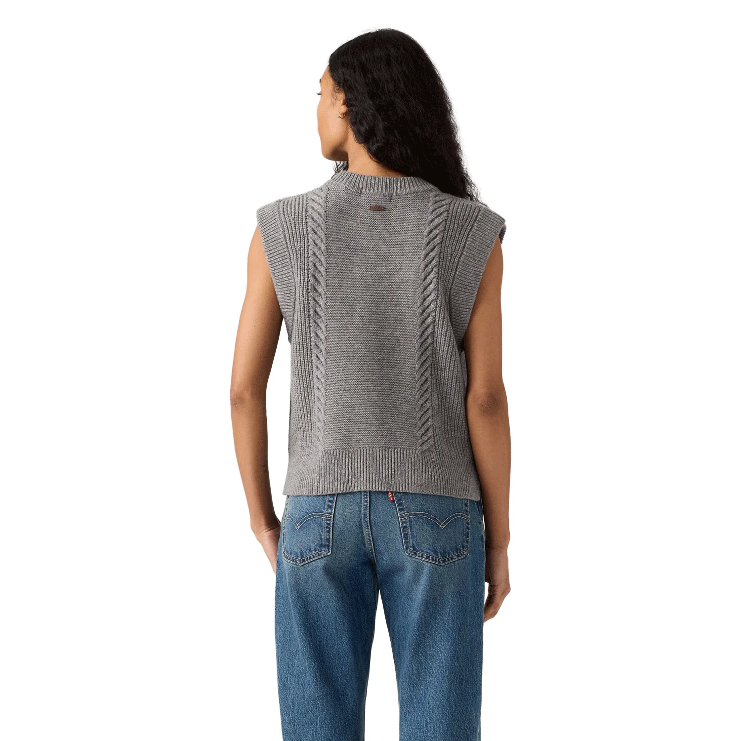 Levis Women's Ines Cable Sweater Vest Mid Heather Gray Grey - Image 2