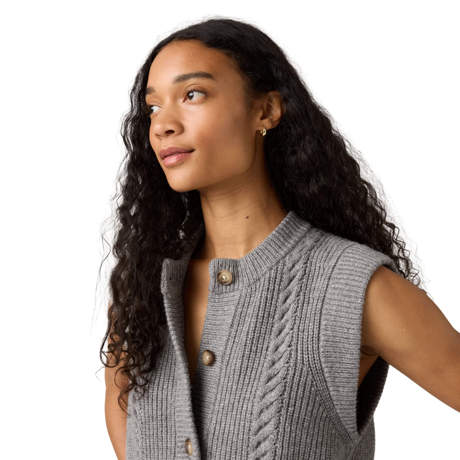 Levis Women's Ines Cable Sweater Vest Mid Heather Gray Grey - Image 3