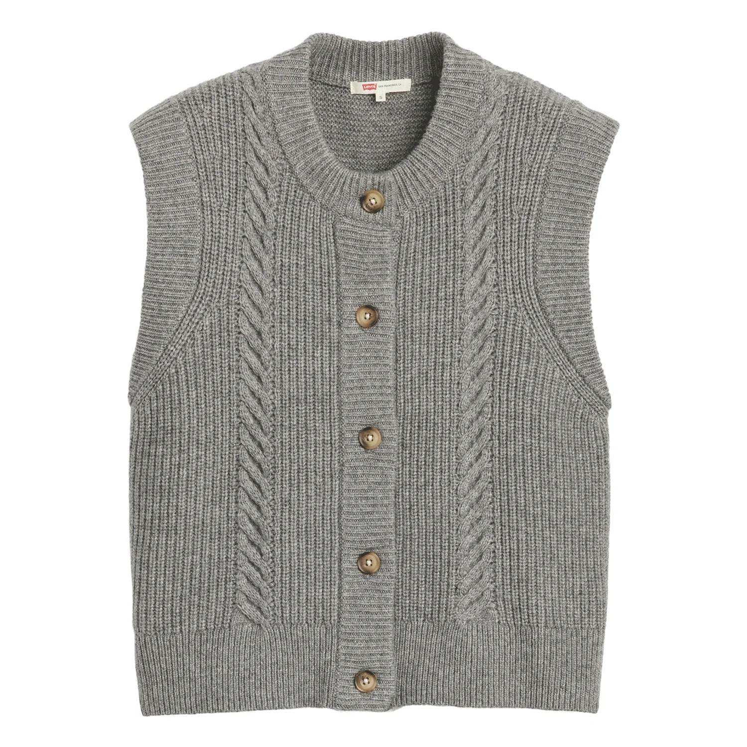 Levis Women's Ines Cable Sweater Vest Mid Heather Gray Grey - Image 4
