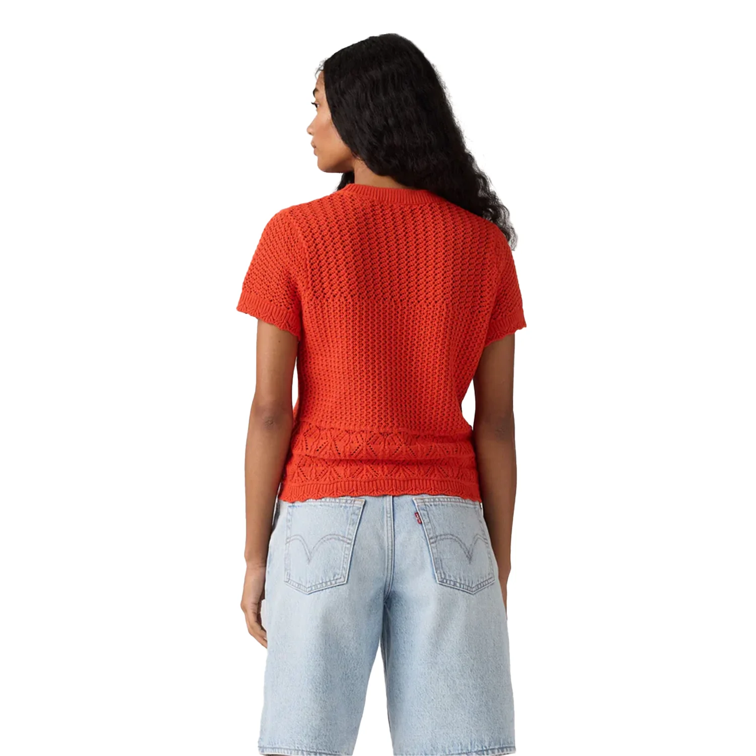 Levis Women's Isabelle Crochet S/S Sweater Signal Red - Image 2