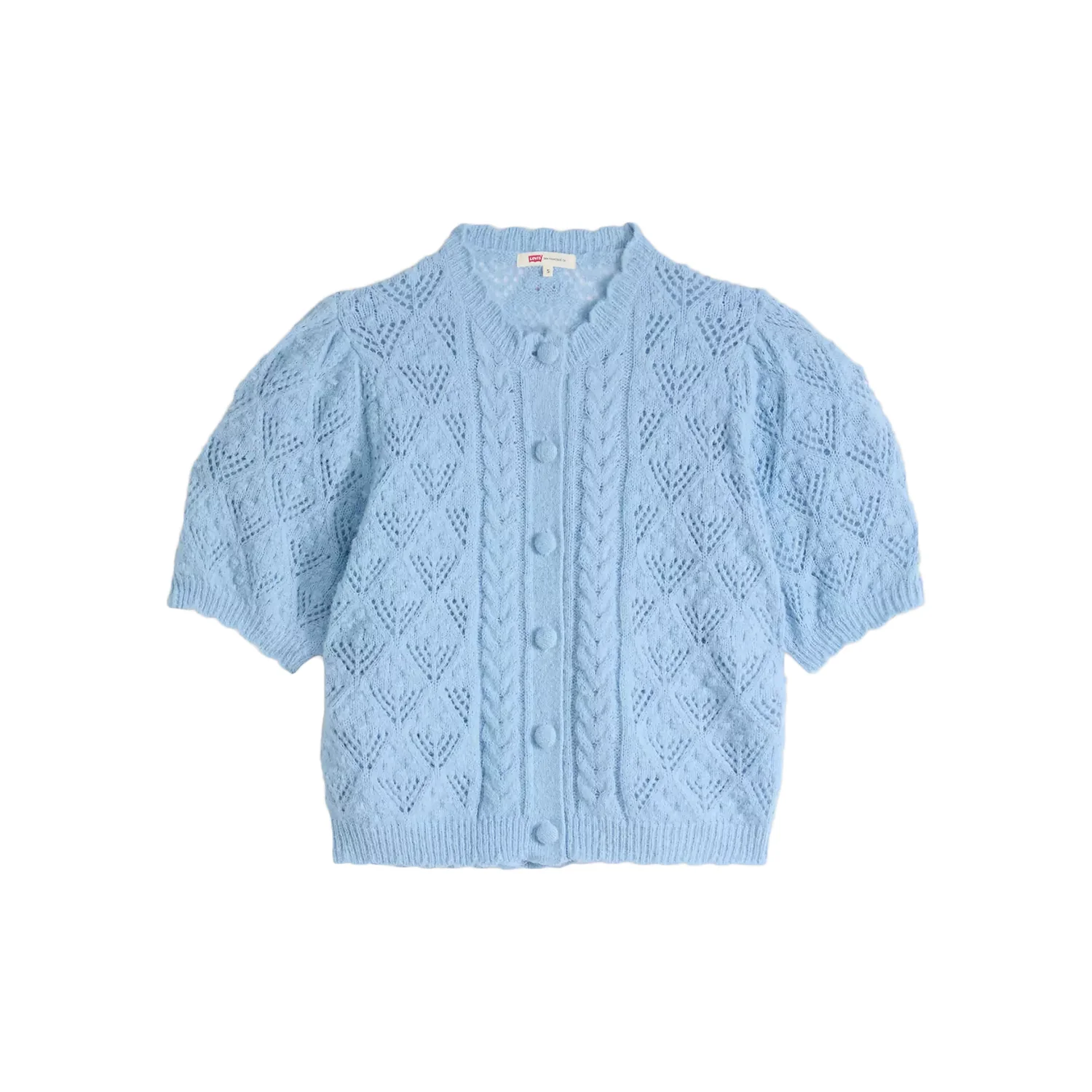 Levis Women's Pauline Pointelle S/S Cardi Glacier Lake - Image 3