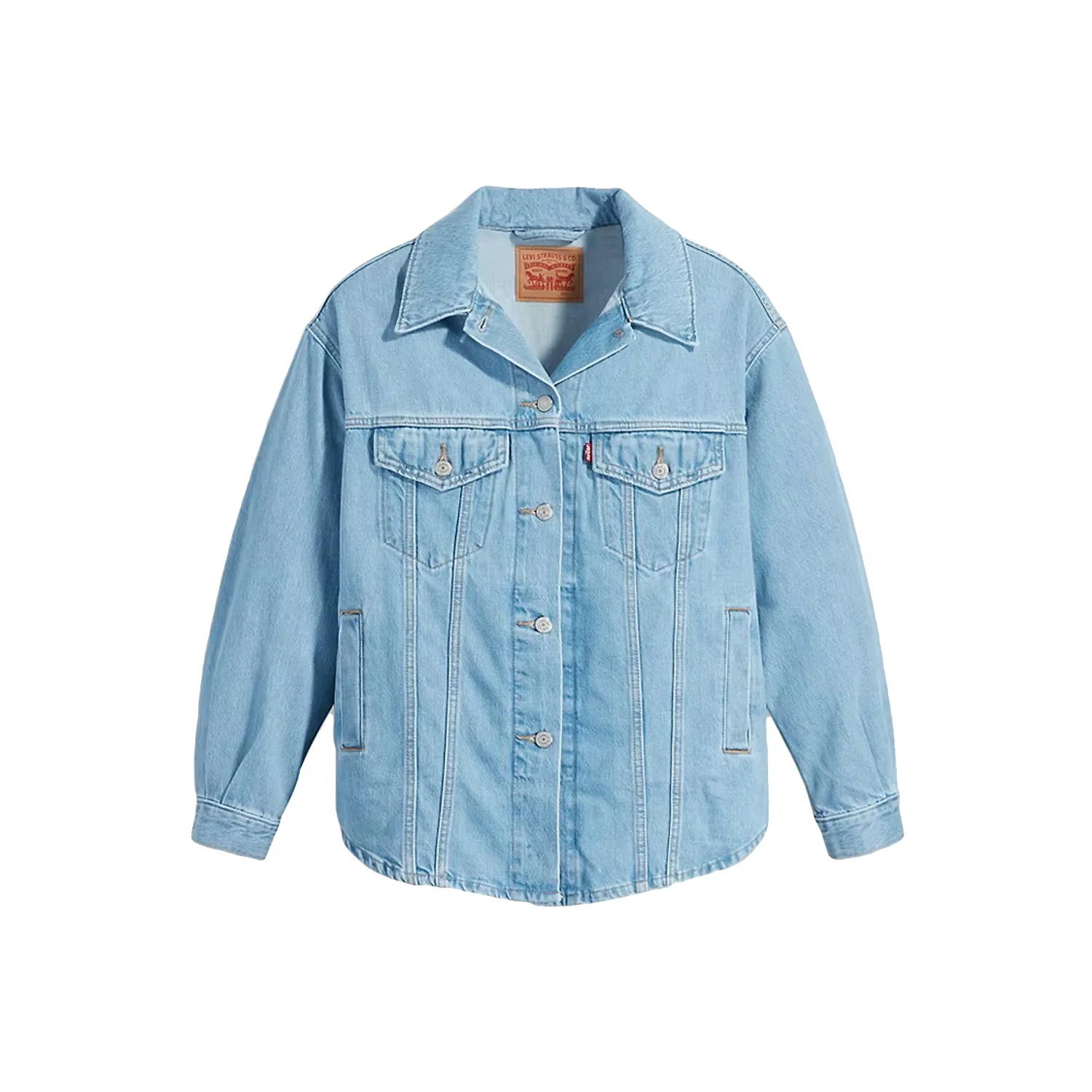 Levis Women's Shacket Trucker Mid Mid Baby Blue - Image 3
