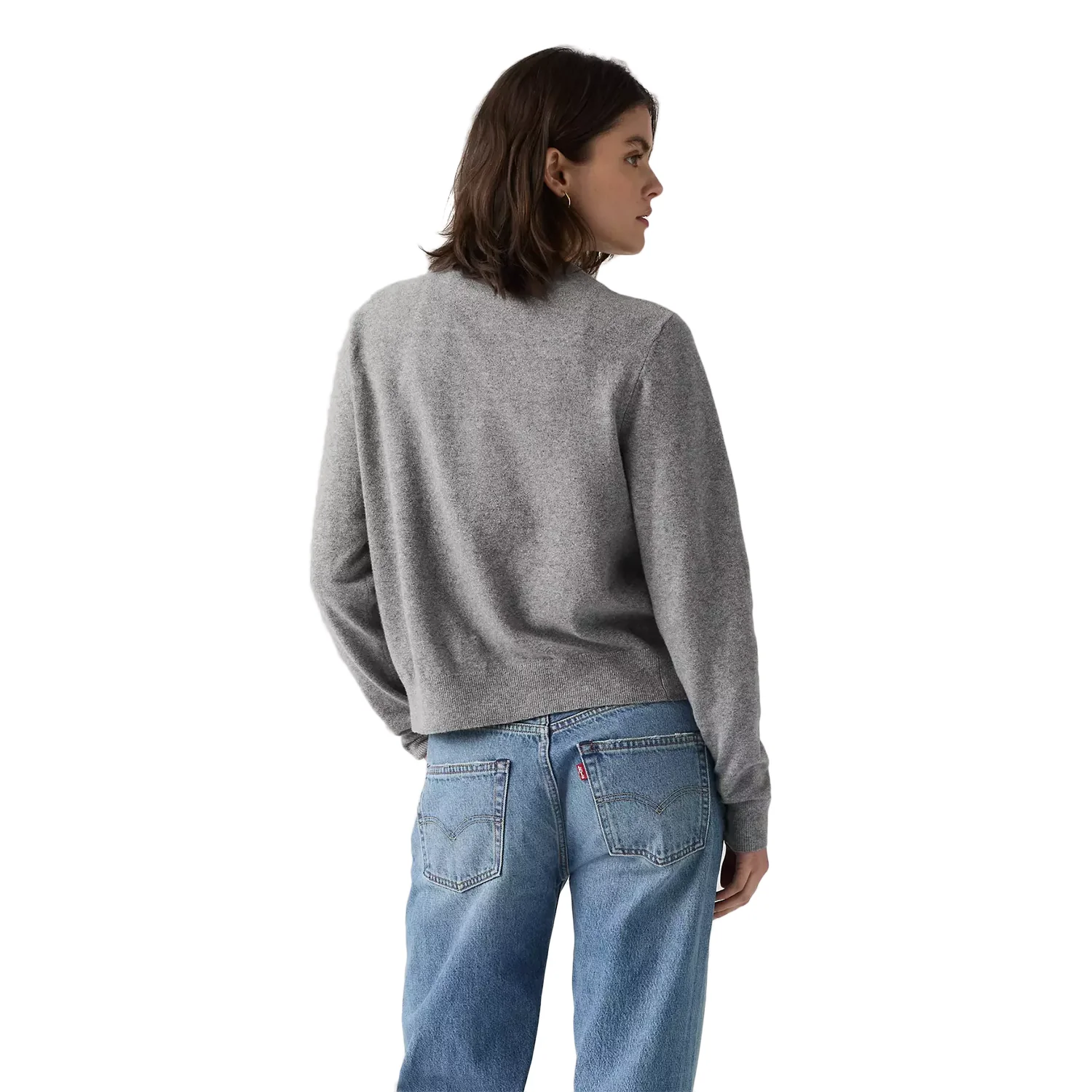 Levis Women's Super Soft Crewneck Cardi Dark Heather Gray Bros - Image 2