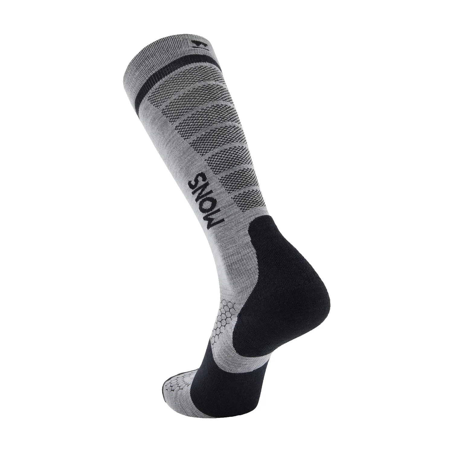 Mons Royale Unisex Pro Lite Snow Sock Grey Marl - Image 2