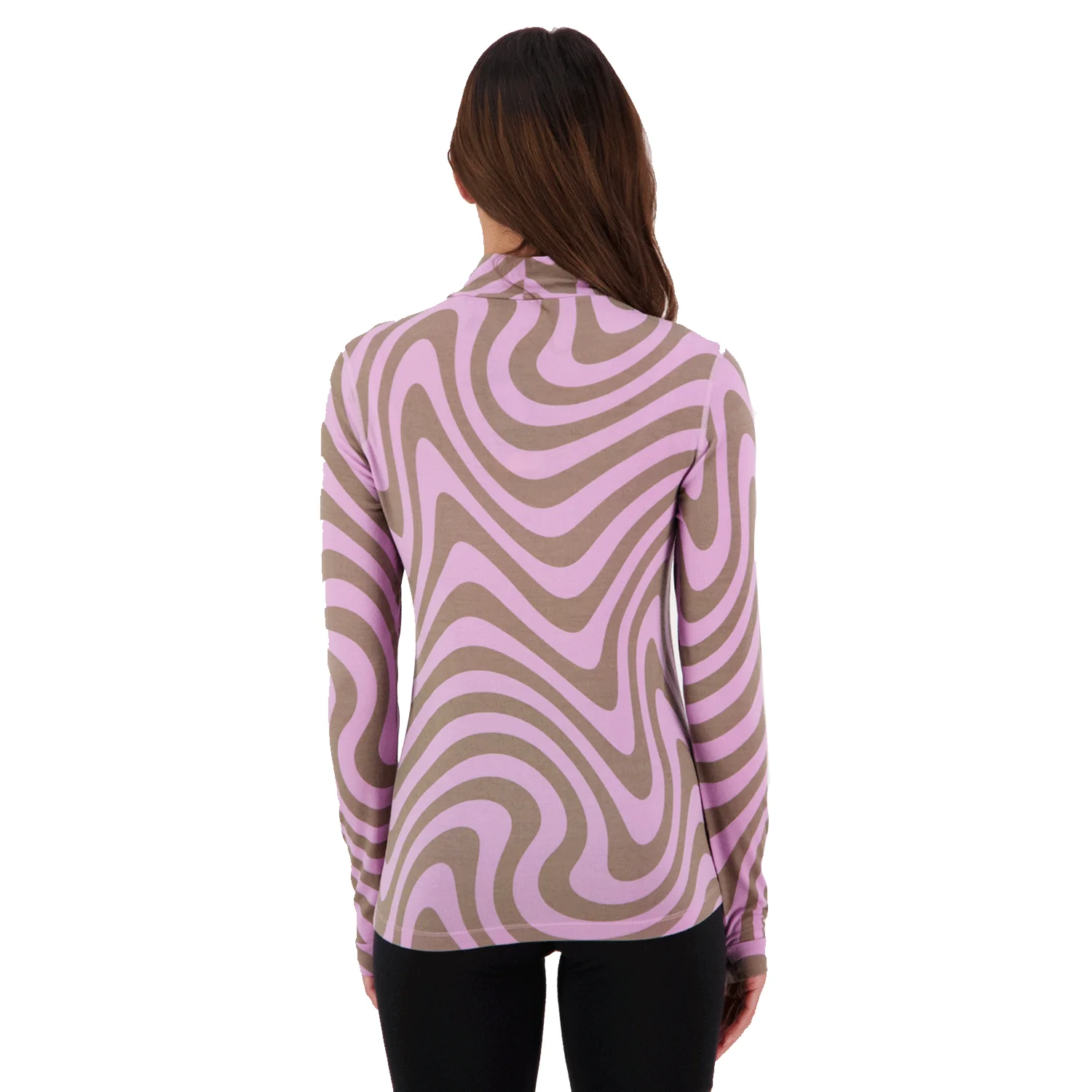 Mons Royale Women's Cascade Merino Flex 200 Mock Neck Top Blazing Trails - Image 2