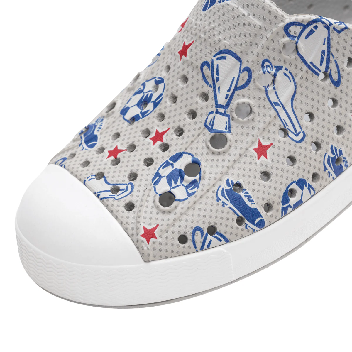Native Kids Jefferson Print Shoe Hyams Grey/Shell White/Soccer Trophy - Image 4