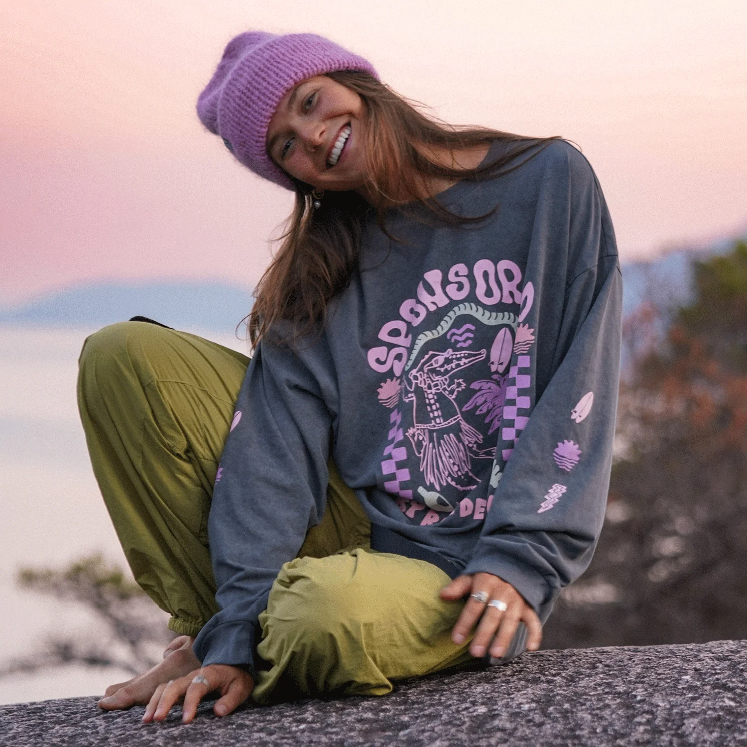 Notice the Reckless Women's Bad Decisions Only L/S Shirt Faded Grey - Image 2