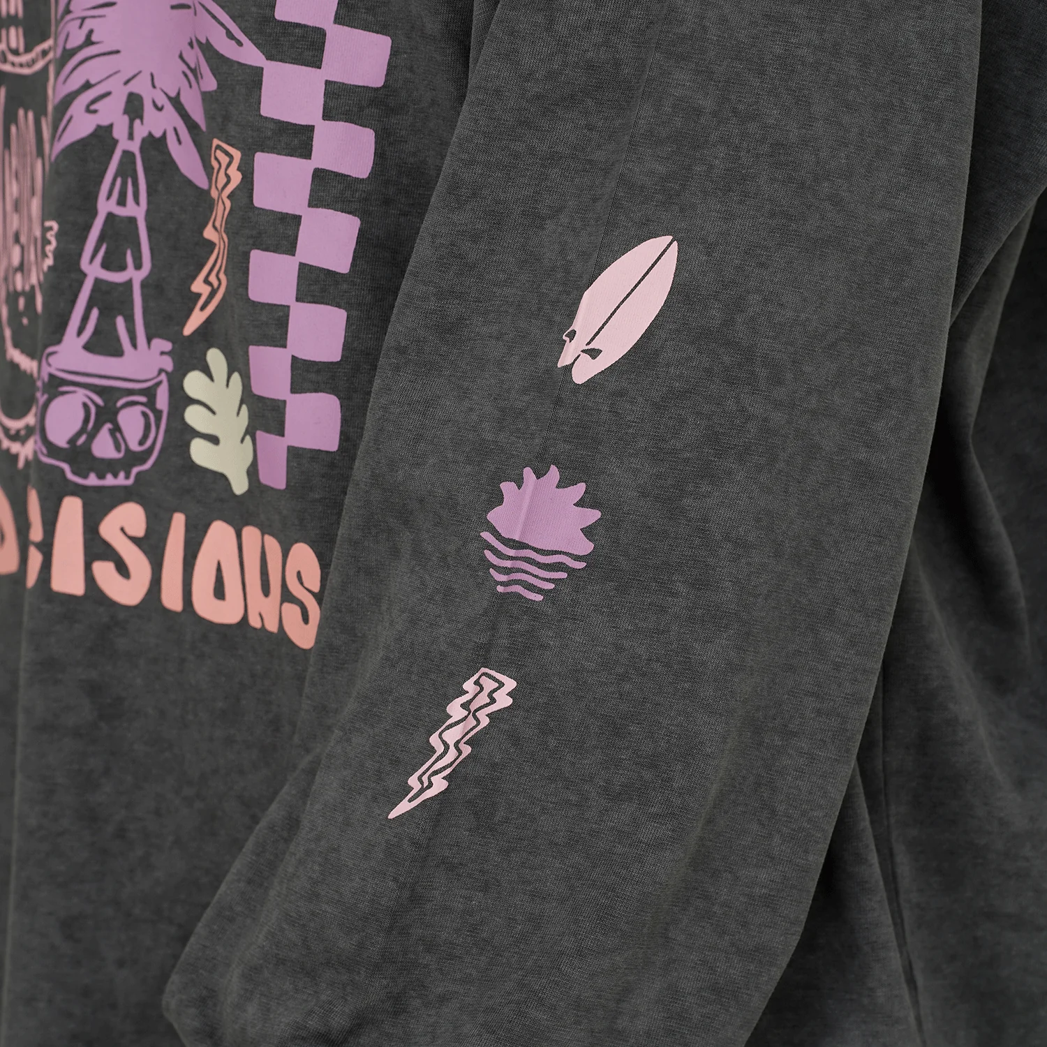 Notice the Reckless Women's Bad Decisions Only L/S Shirt Faded Grey - Image 4