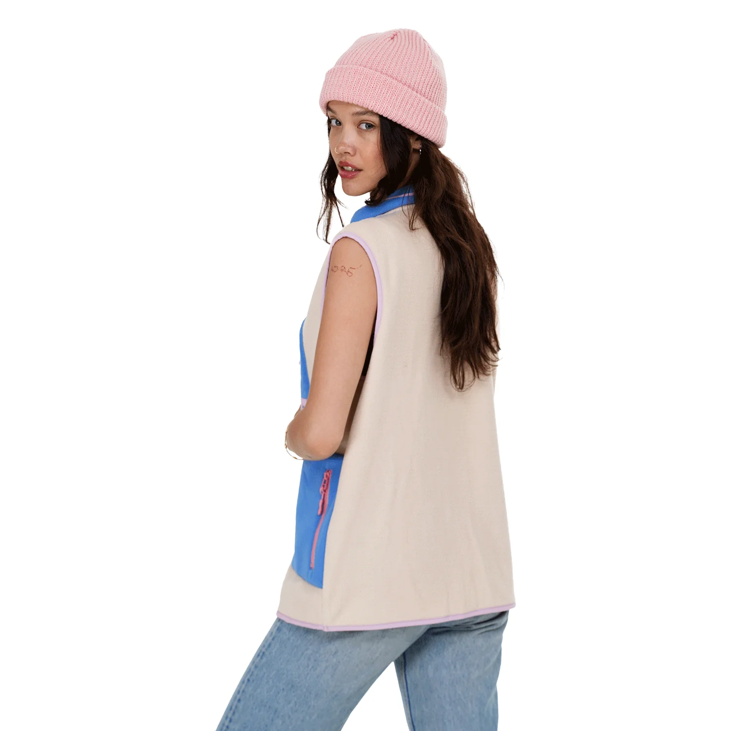 Notice the Reckless Women's Overland Vest Cream/Blue/Coral - Image 2