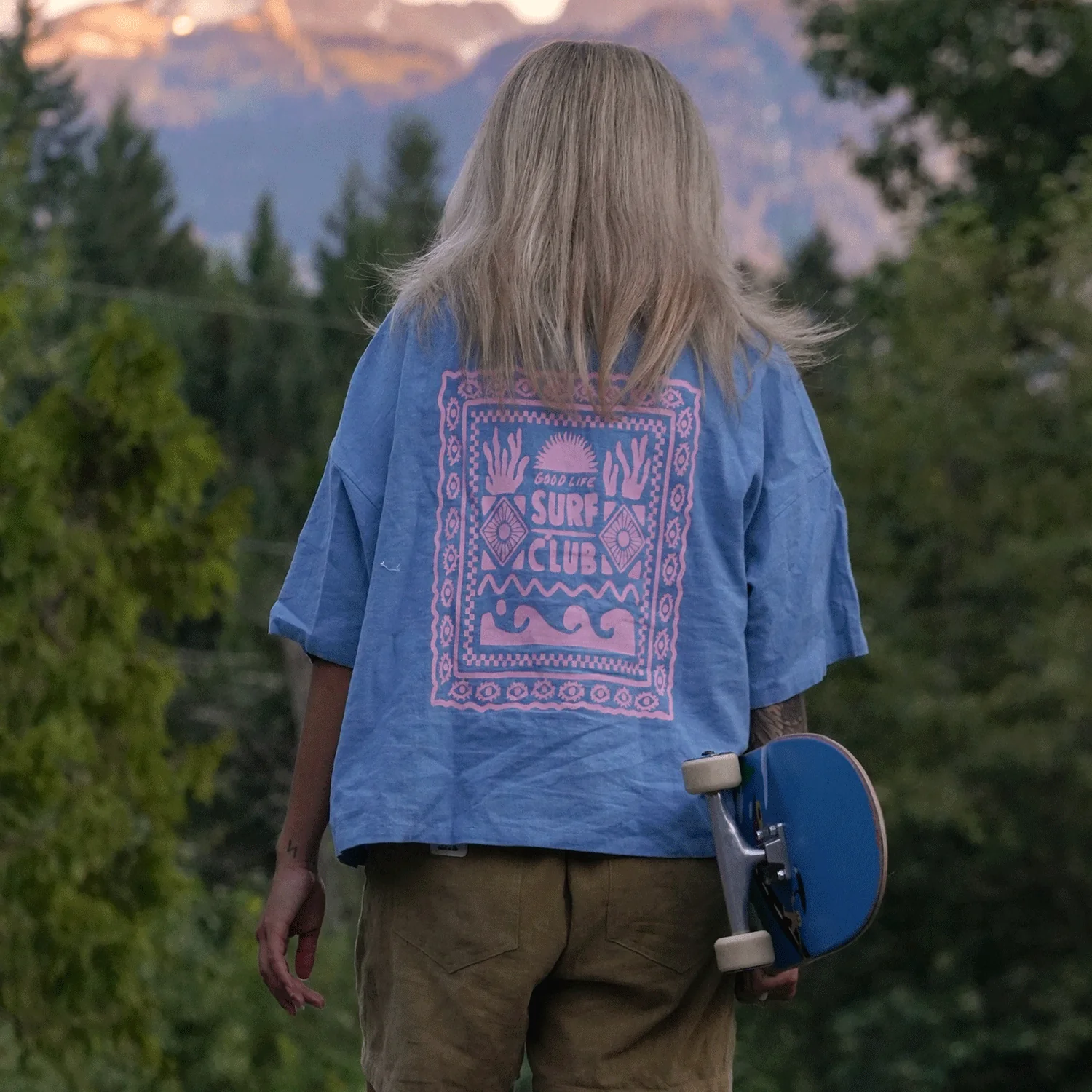 Notice the Reckless Women's Surf Club Shirt Acid Wash Blue - Image 5