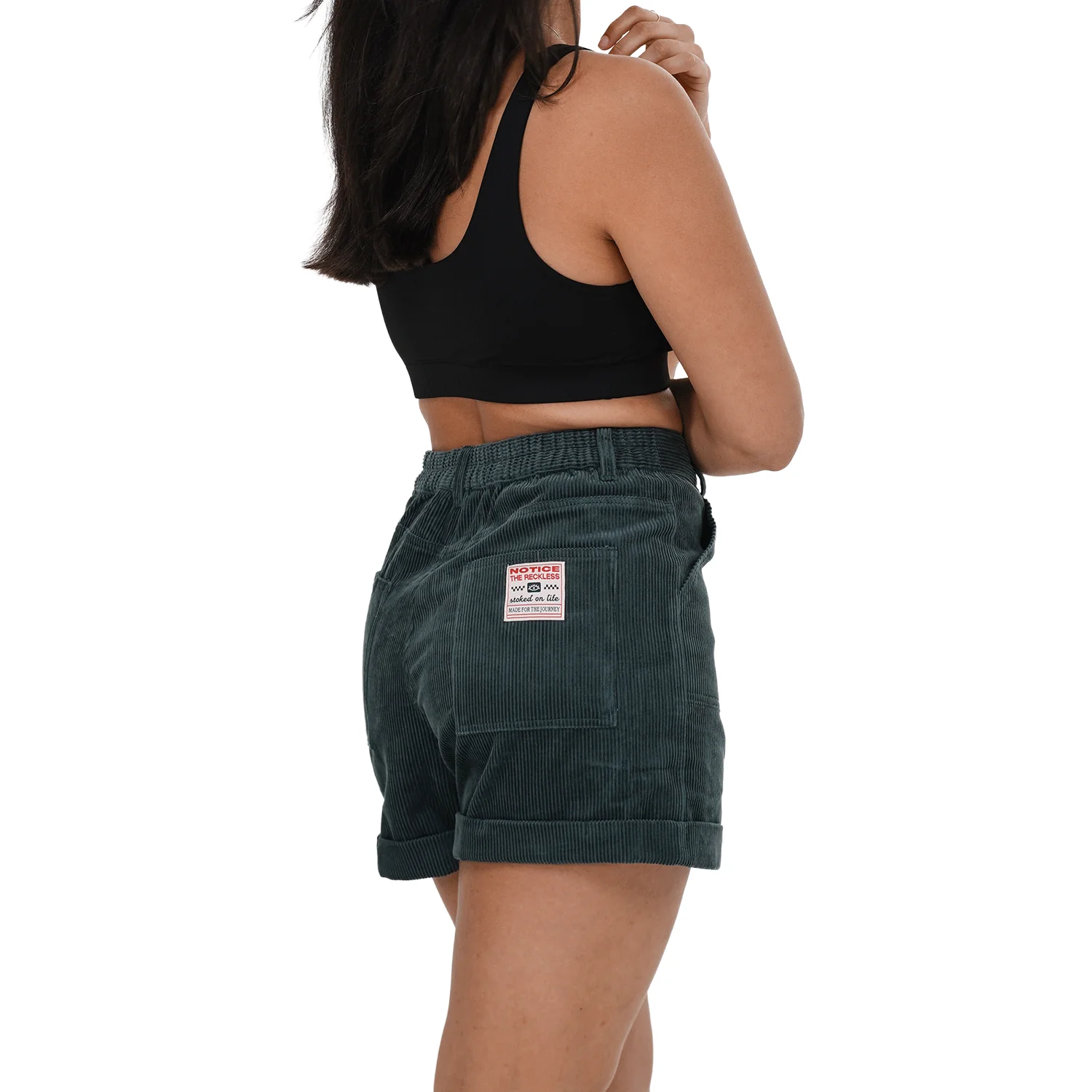 Notice the Reckless Women's Teal Corduroy Short - Image 2