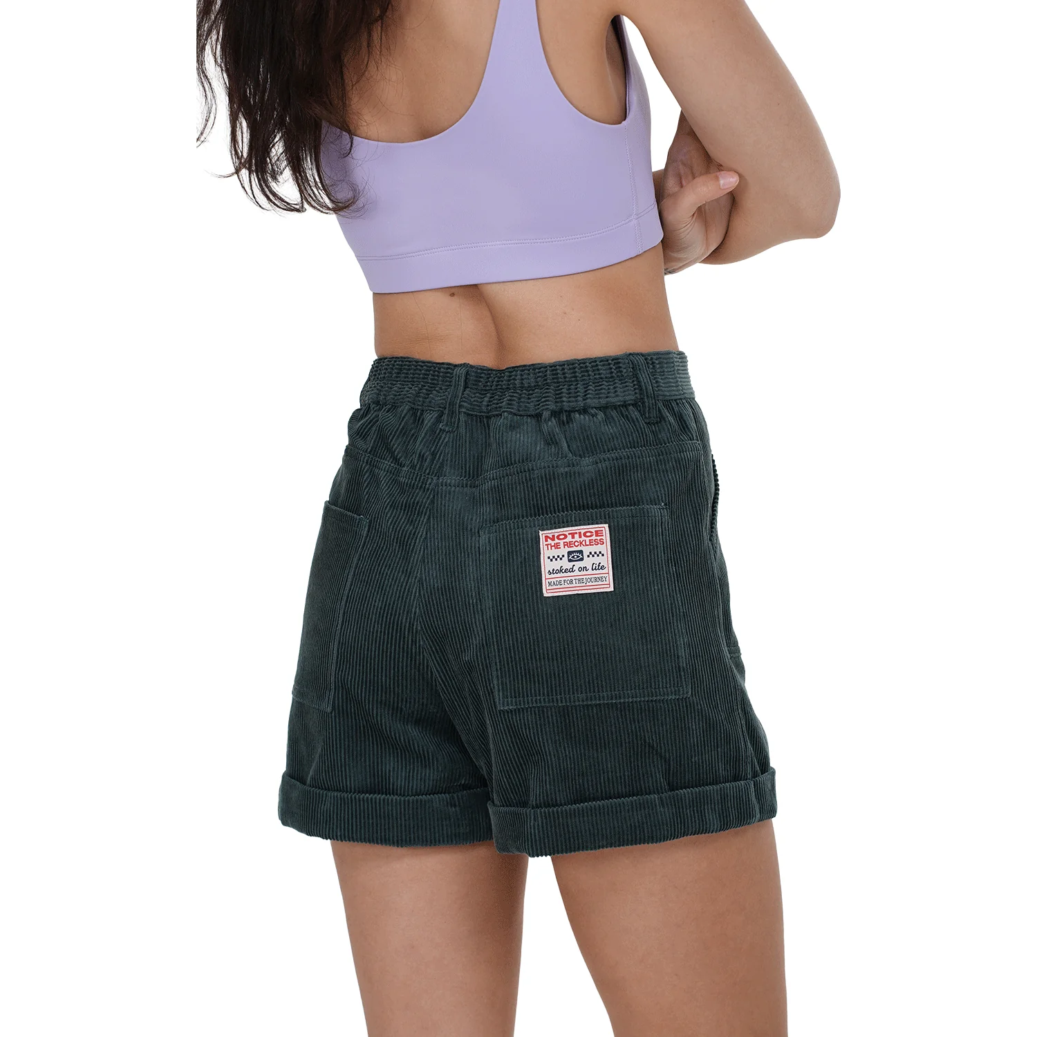 Notice the Reckless Women's Teal Corduroy Short - Image 4