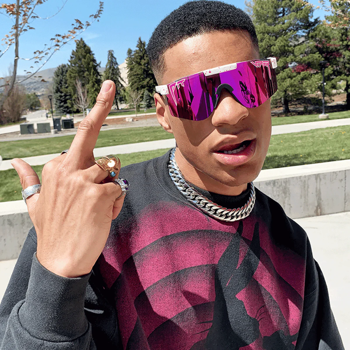 Pit Viper The Original Wide Sunglasses The LA Brights/Polarized Pink - Image 2