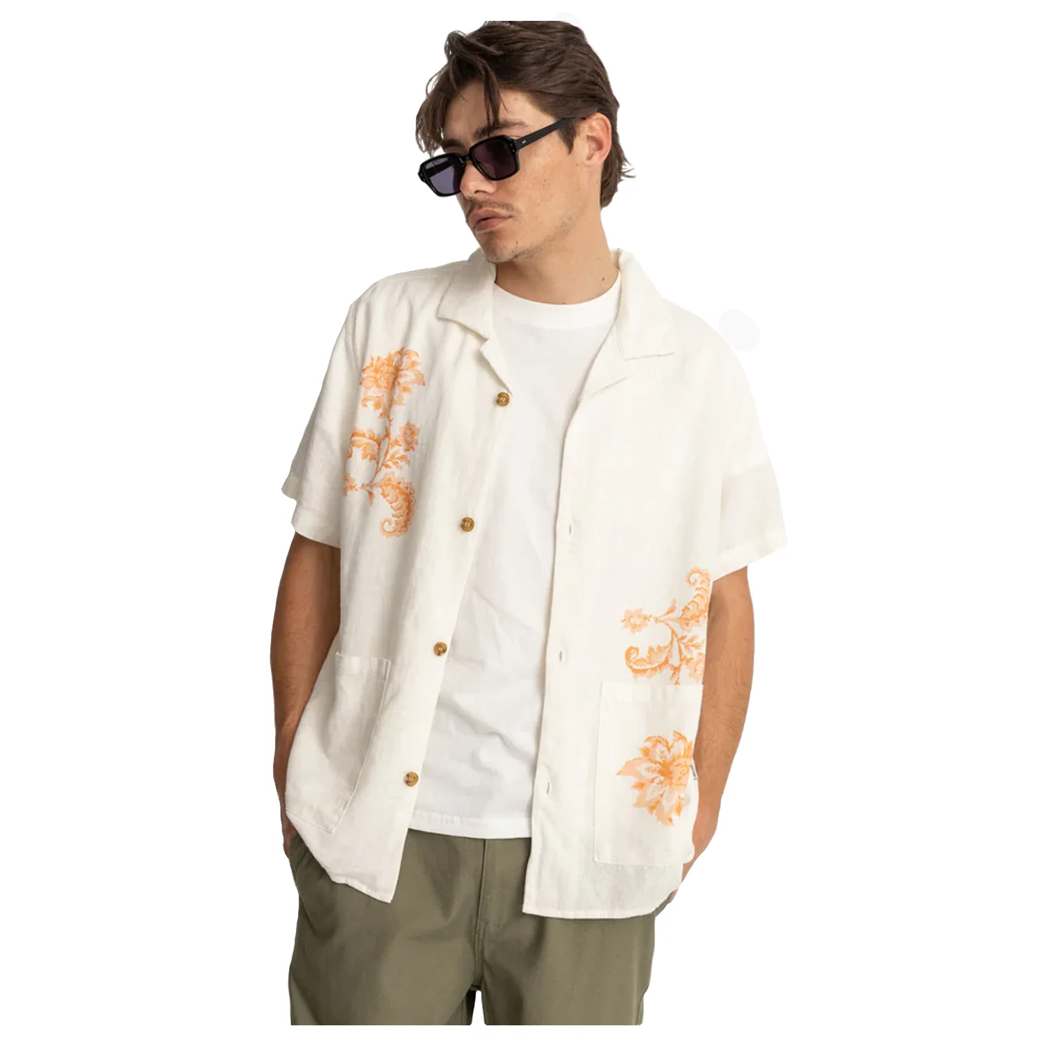 Rhythm Men's Paisley Cuban S/S Shirt Natural - Image 2