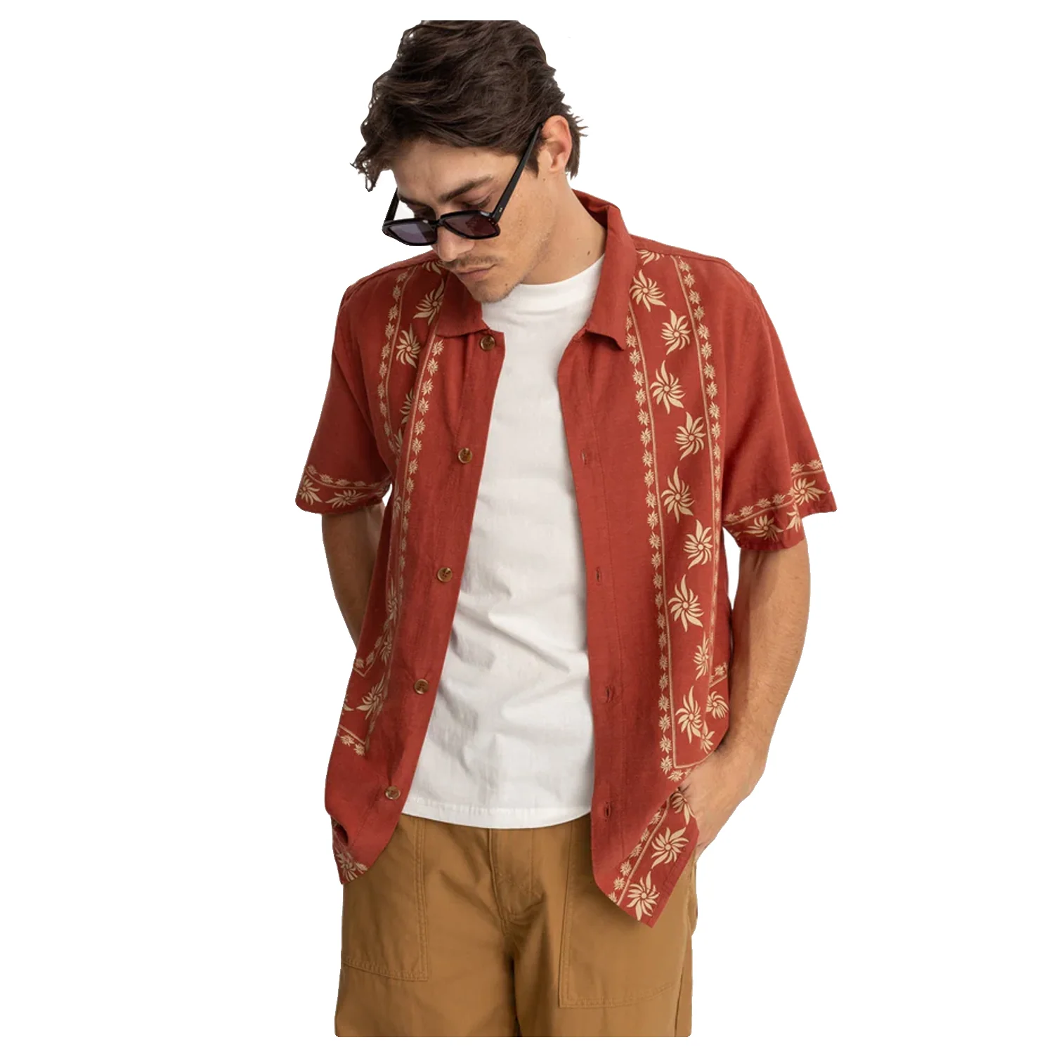 Rhythm Men's Sun S/S Shirt Rust - Image 2