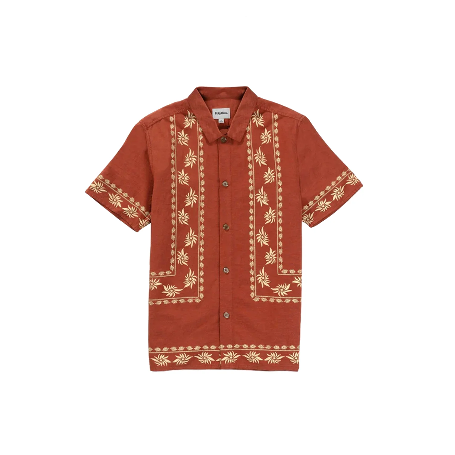 Rhythm Men's Sun S/S Shirt Rust - Image 4