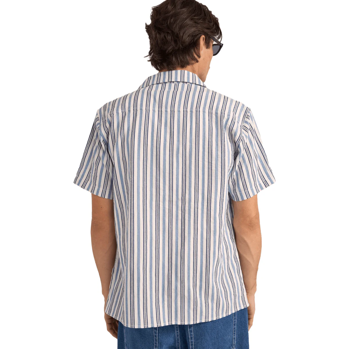 Rhythm Men's Vacation Stripe S/S Shirt Blue - Image 2