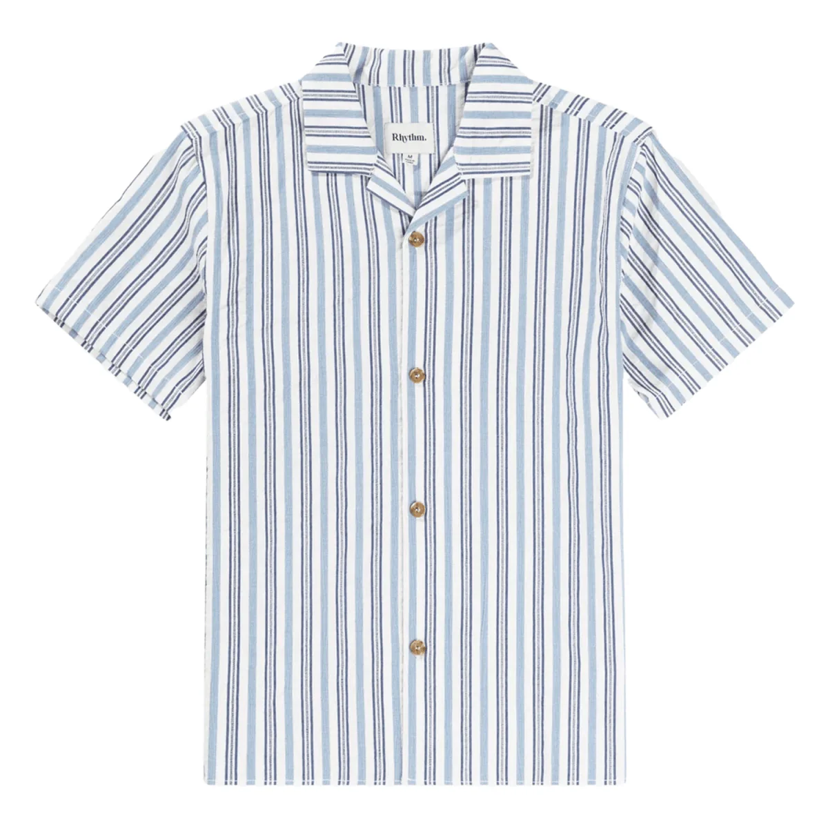 Rhythm Men's Vacation Stripe S/S Shirt Blue - Image 3