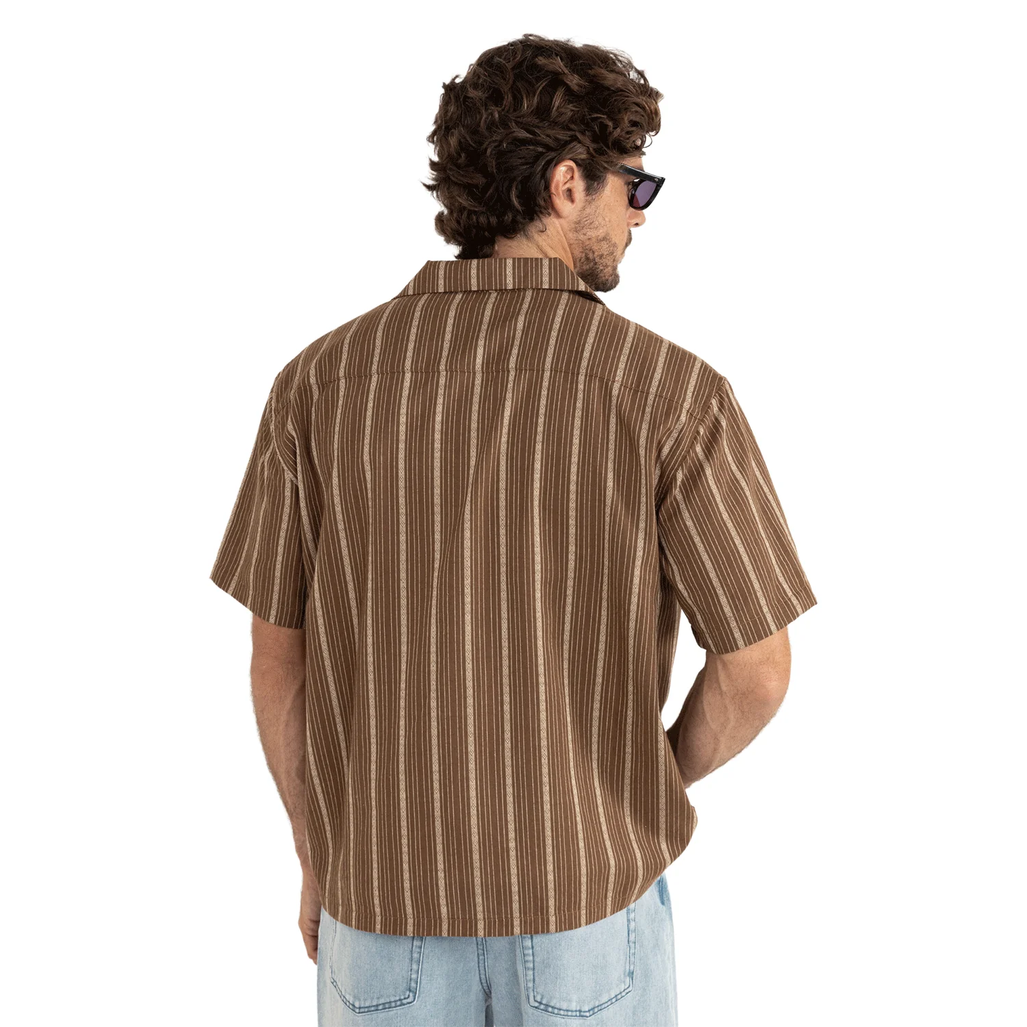 Rhythm Men's West Winds Stripe S/S Shirt Earth - Image 2