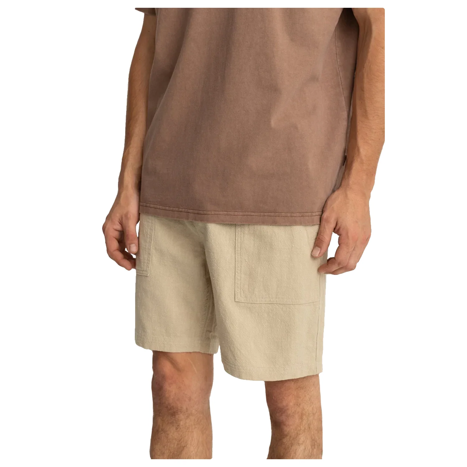 Rhythm Men's Worn Path Textured Linen Short Sand - Image 2
