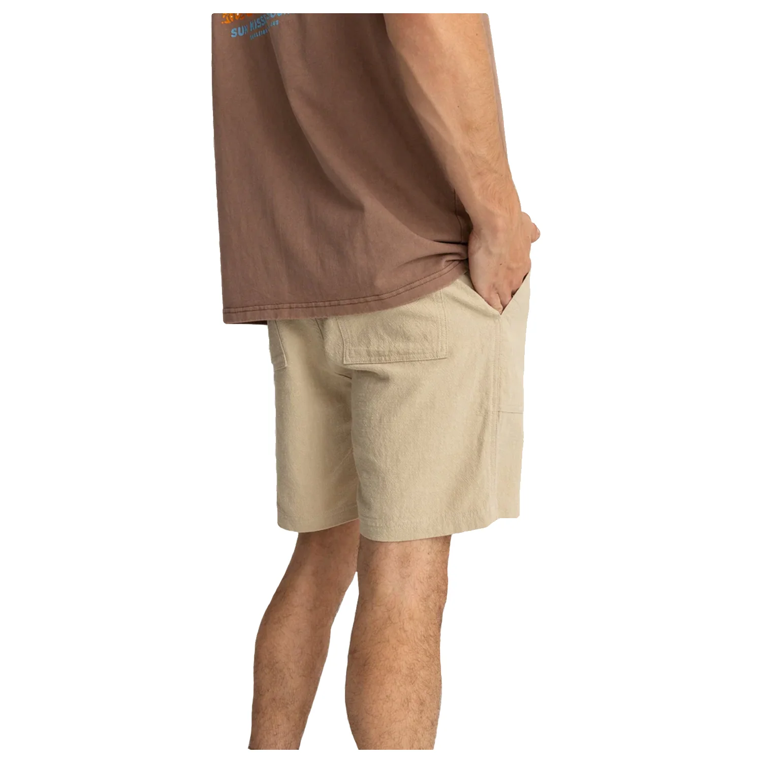 Rhythm Men's Worn Path Textured Linen Short Sand - Image 3