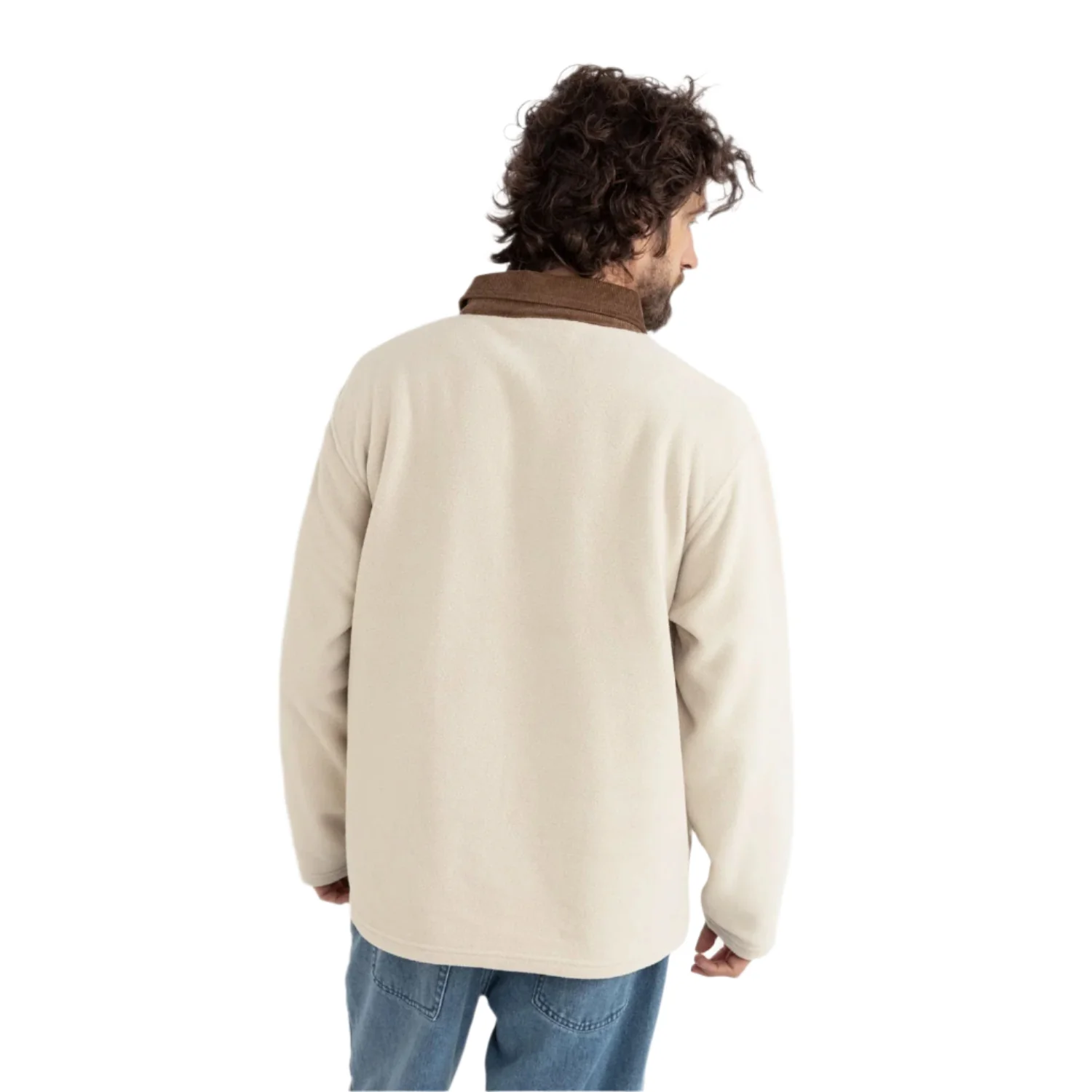 Rhythm Men's Awake Polar Fleece Polo Natural - Image 2