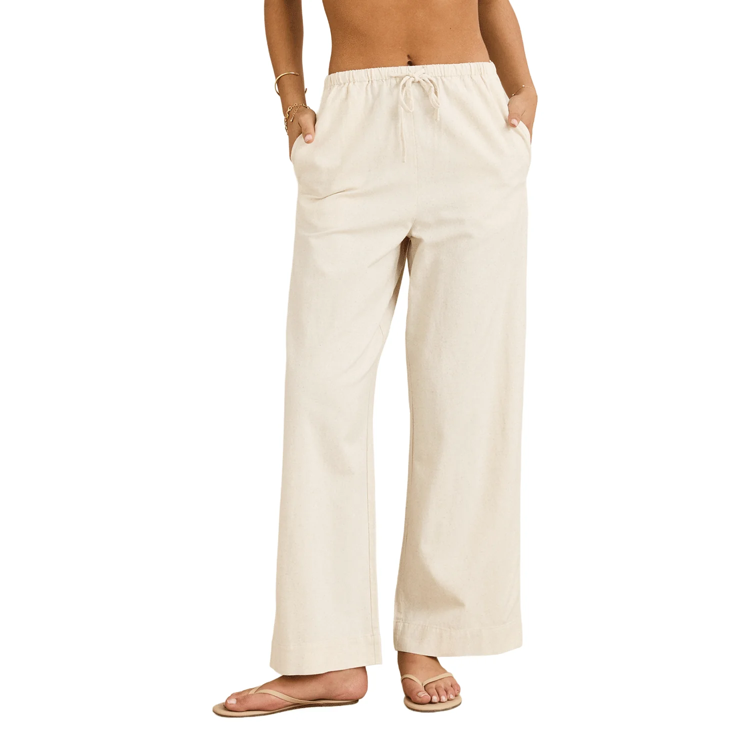 Rhythm Women's Classic Drawstring Pant Oat - Image 3
