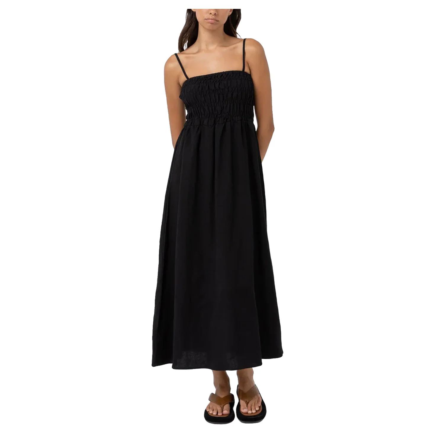 Rhythm Women's Classic Shirred Midi Dress Black - Image 2
