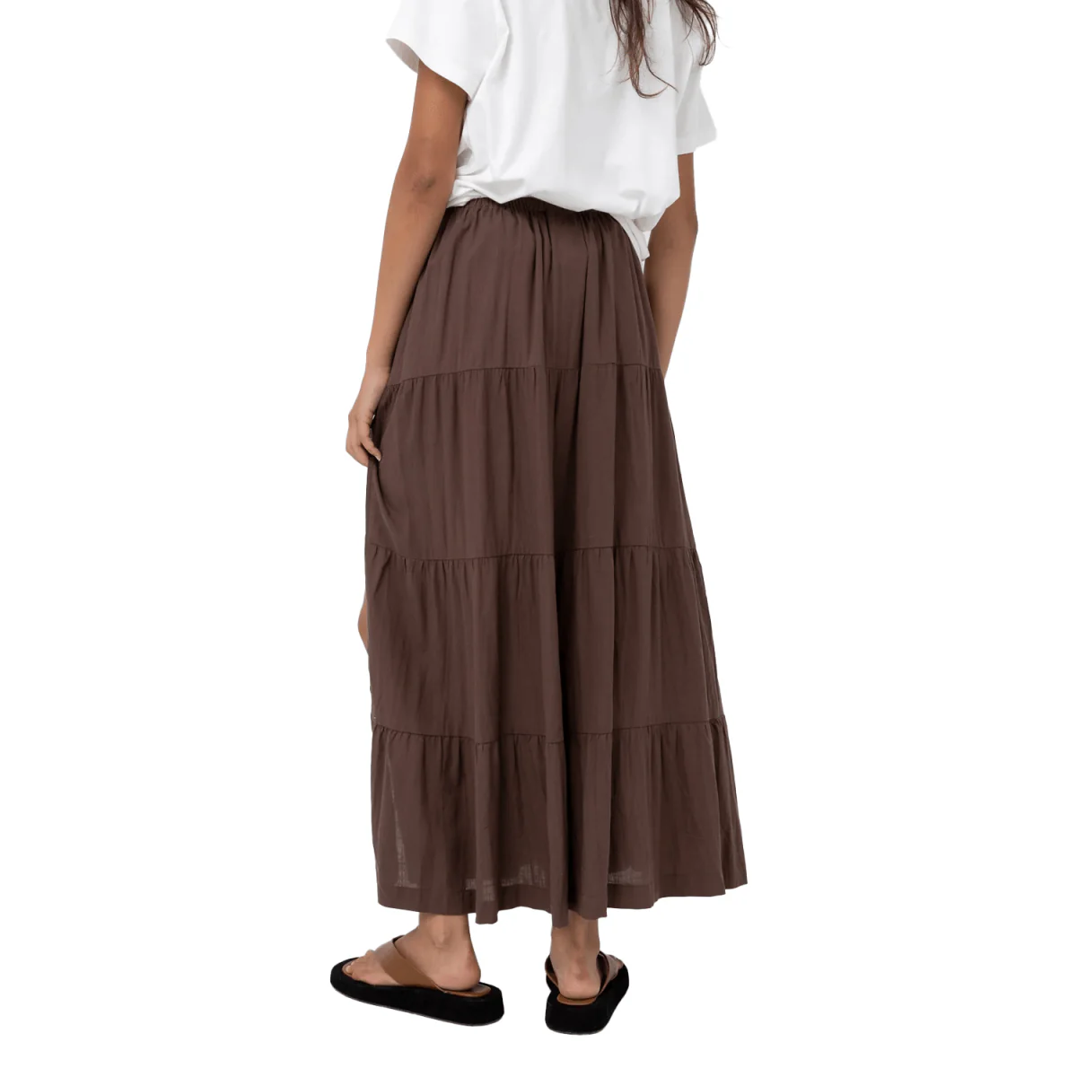 Rhythm Women's Classic Tiered Maxi Skirt Chocolate - Image 2