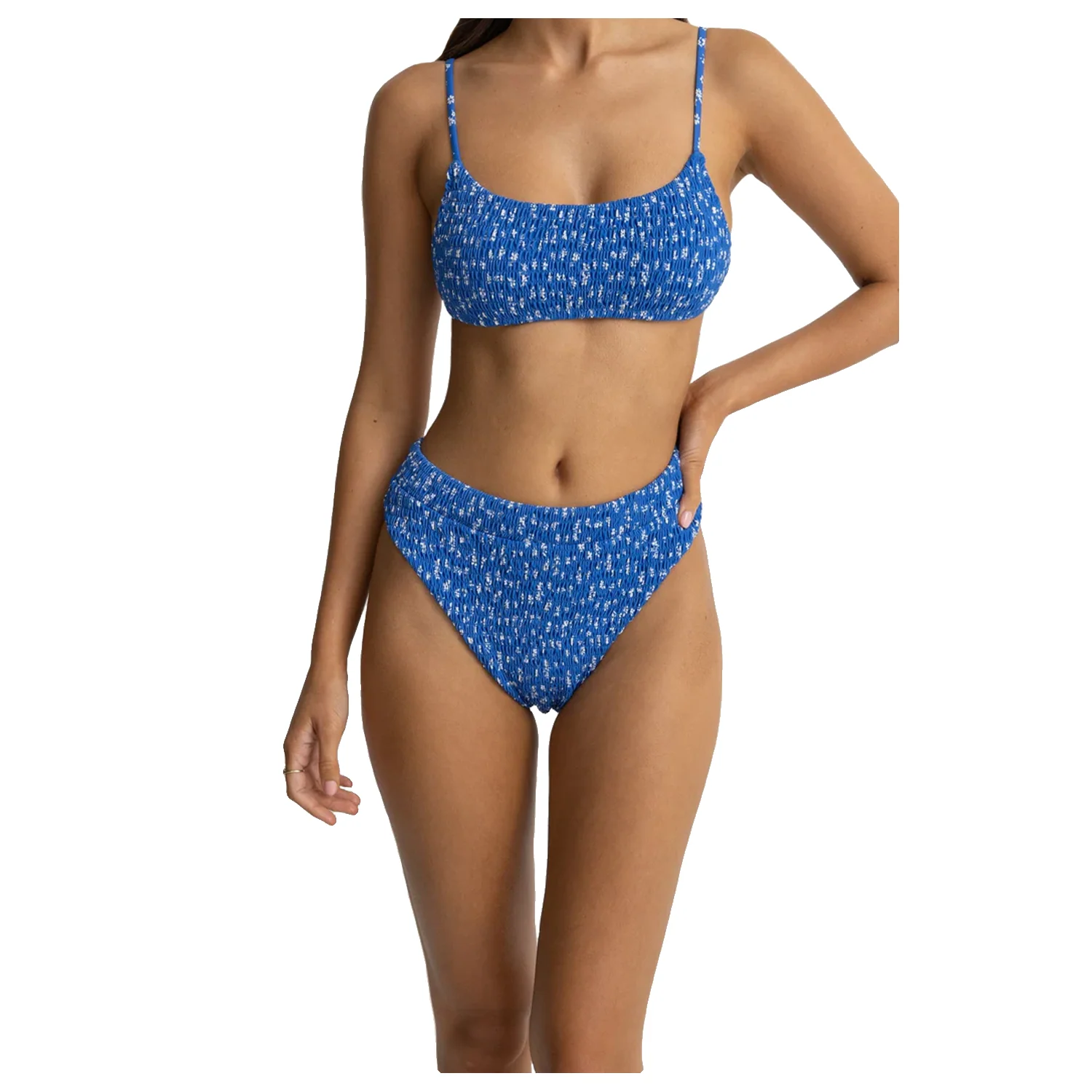 Rhythm Women's Elodie Floral Smocked Hi Waist Pant Blue - Image 3