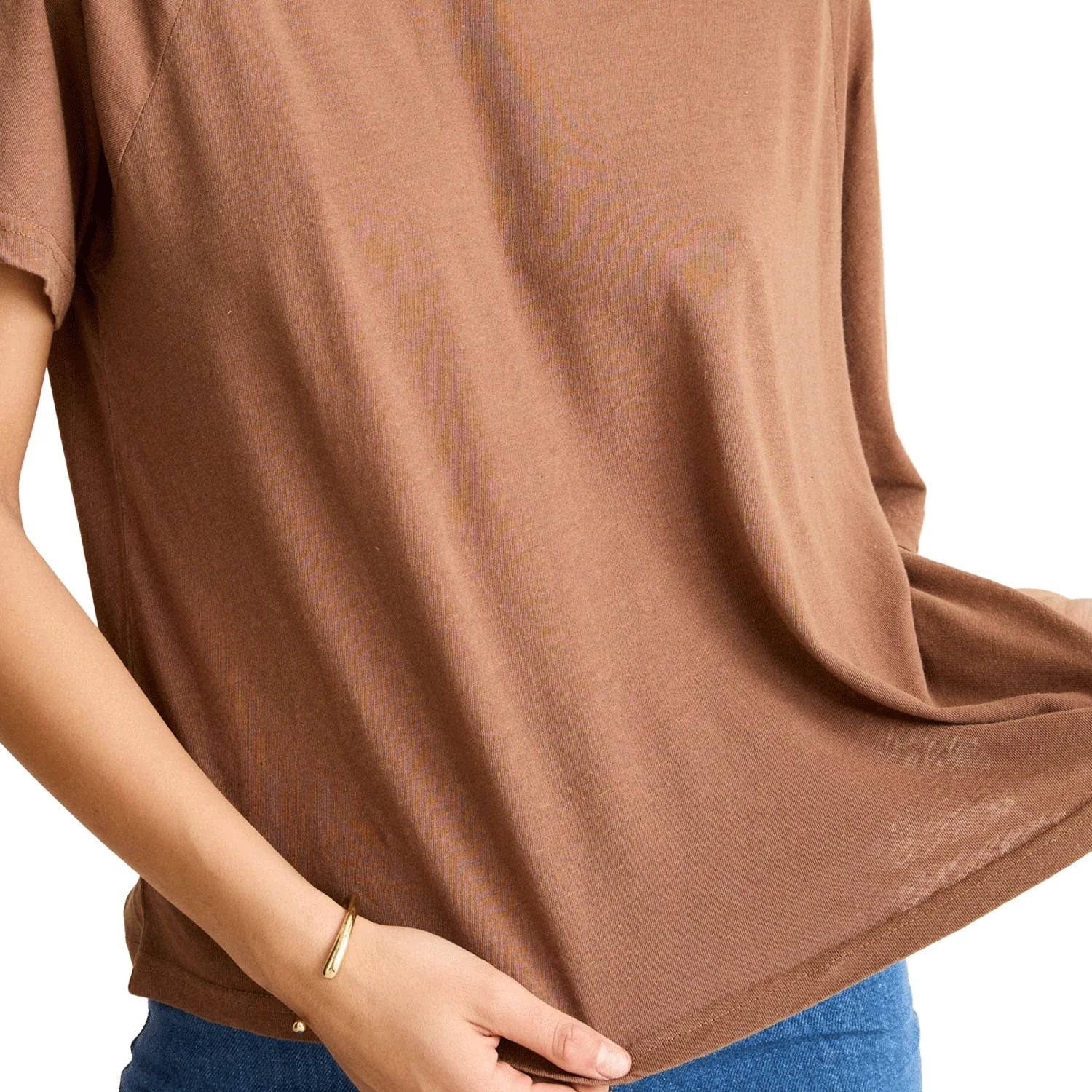 Rhythm Women's Essential Linen S/S T-Shirt Chocolate - Image 2