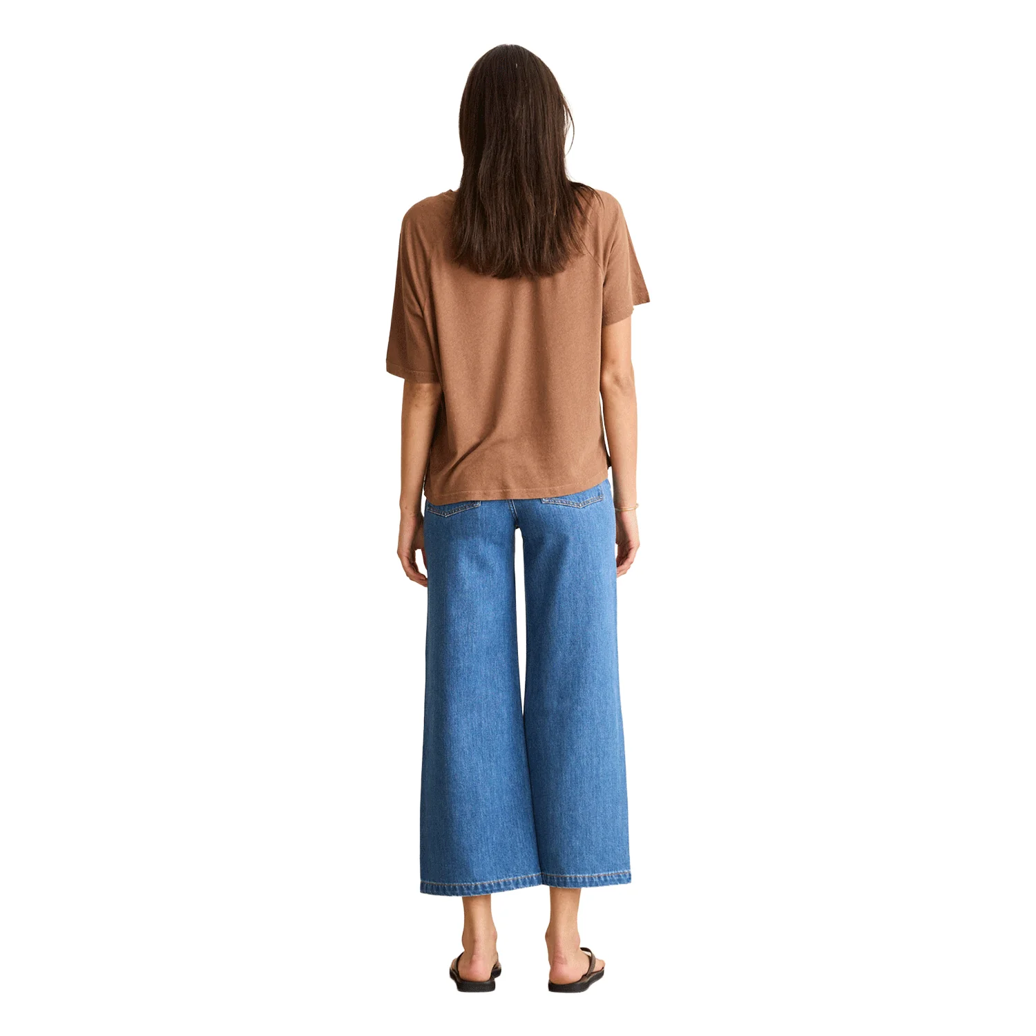 Rhythm Women's Essential Linen S/S T-Shirt Chocolate - Image 4