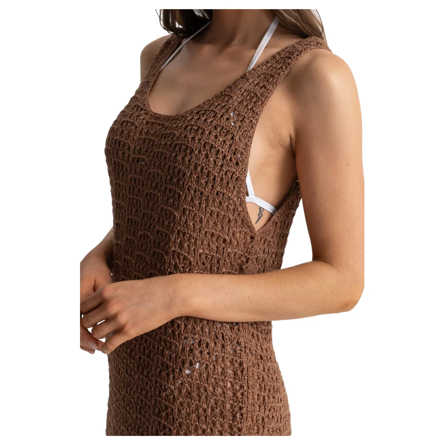 Rhythm Women's Maddie Knit Scoop Neck Mini Dress Chocolate - Image 4