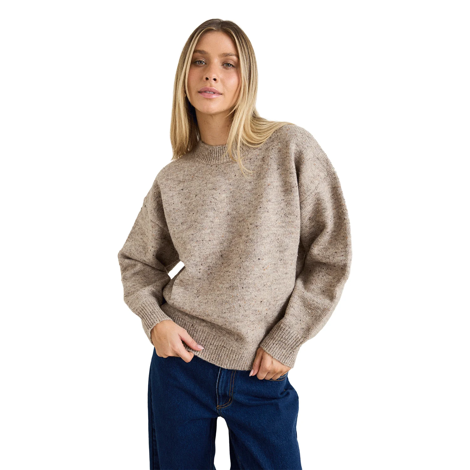 Rhythm Women's Rumi Speckle Knit Sweater Stone