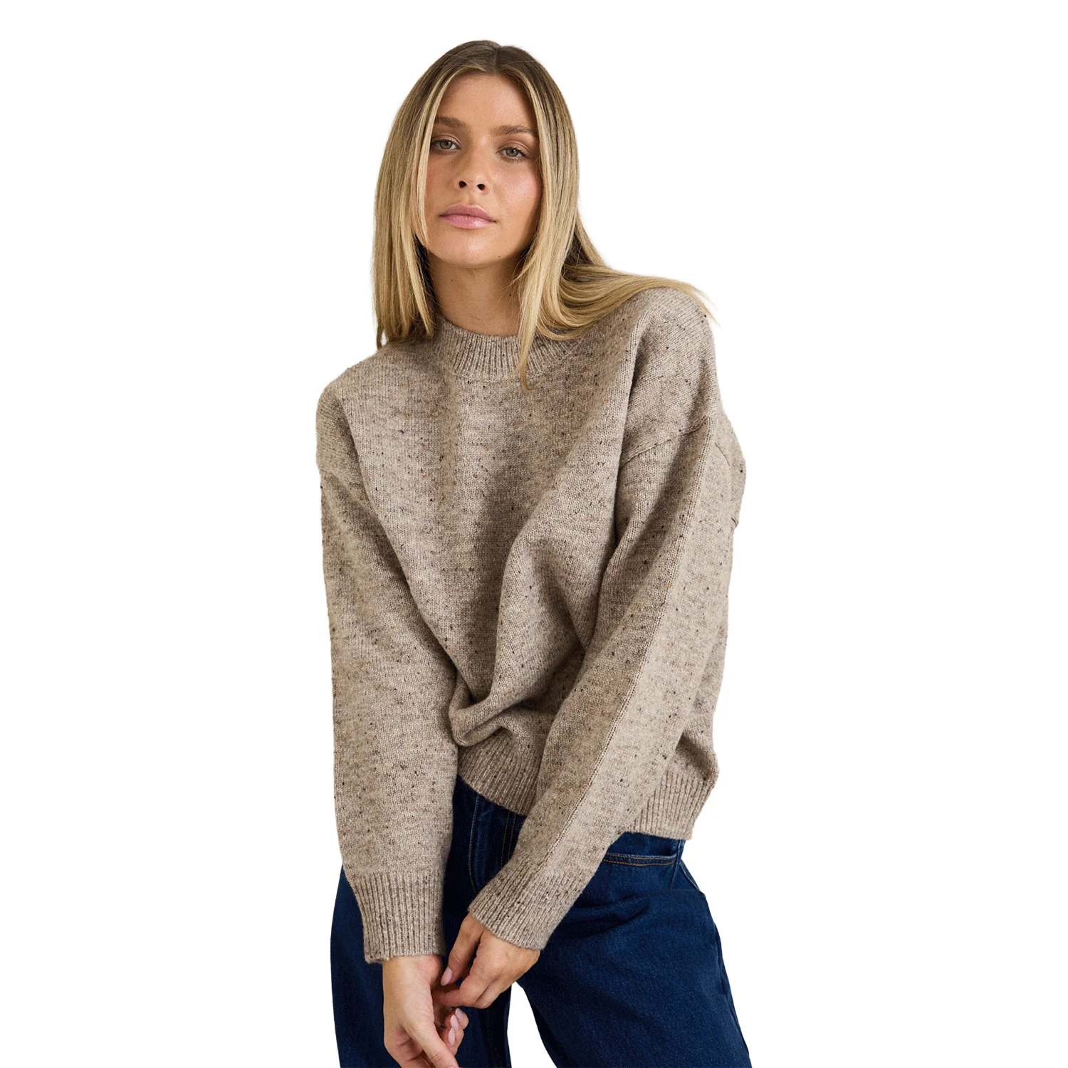 Rhythm Women's Rumi Speckle Knit Sweater Stone - Image 2
