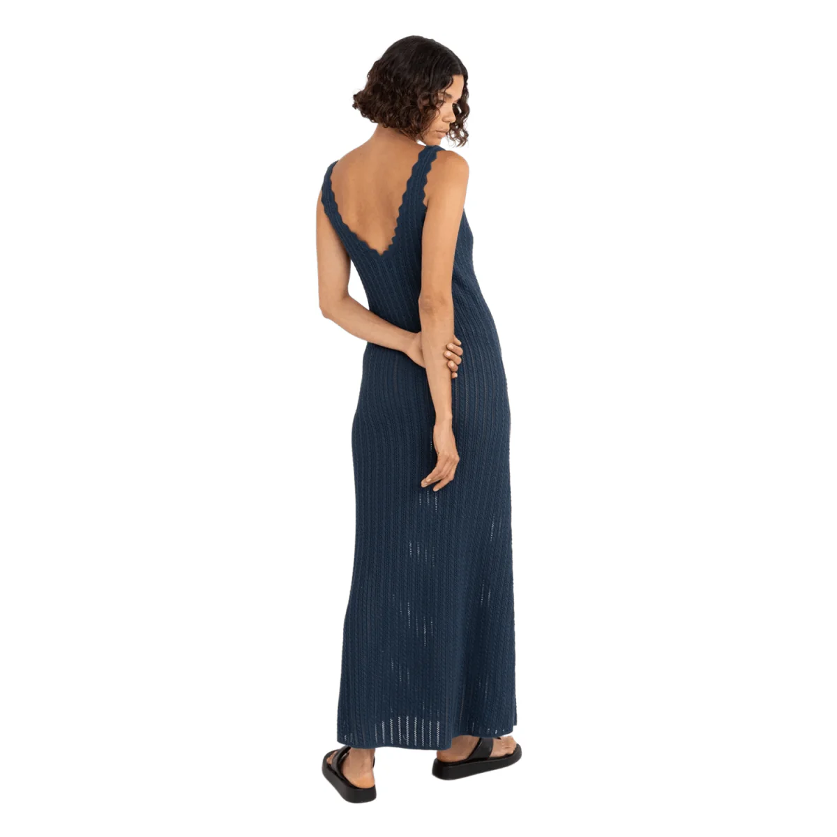Rhythm Women's Scallop Knit Maxi Dress Navy - Image 2
